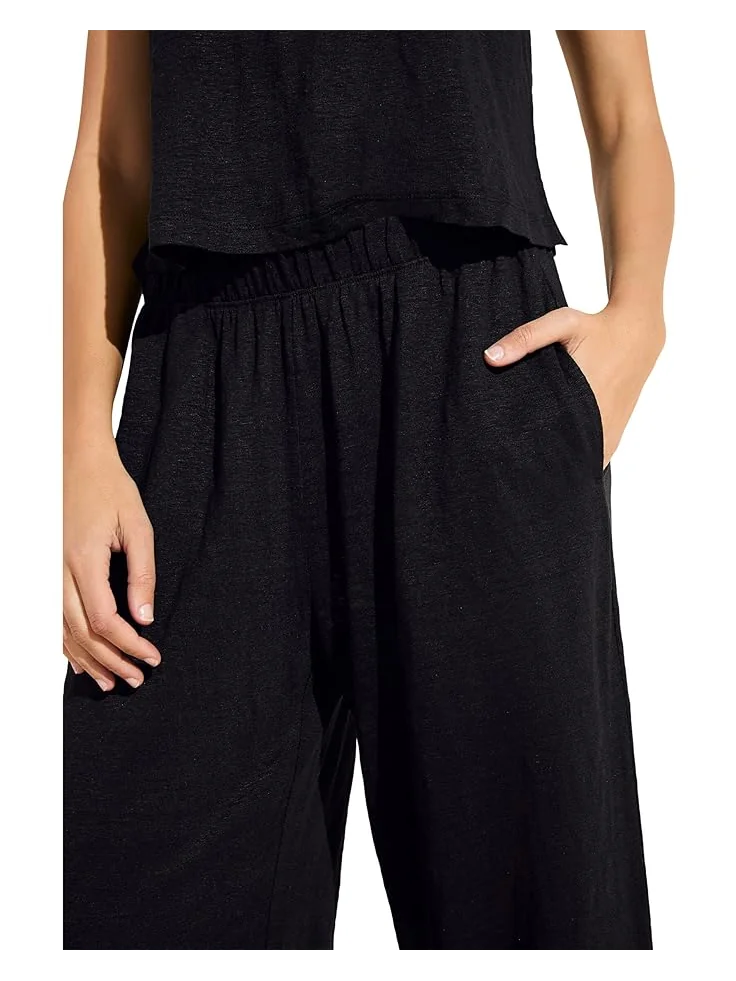Пижамные брюки Eberjey Organic Linen Pants — изображение 3 из 3, черный