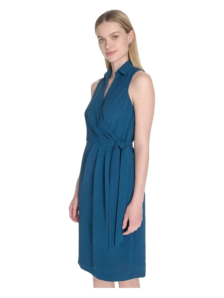 Платье Calvin Klein Aerowash Collared Elastic Waist Self Tie Midi — изображение 2 из 4, кипарис
