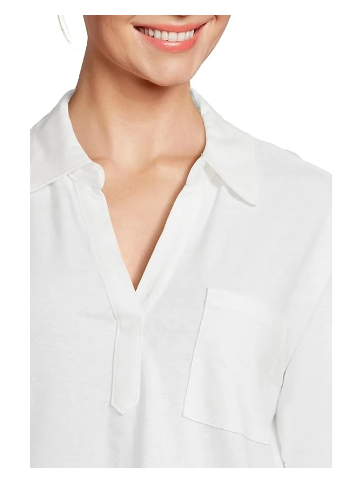Футболка L.L.Bean Cotton Linen Tee Splitneck — изображение 4 из 5, белый