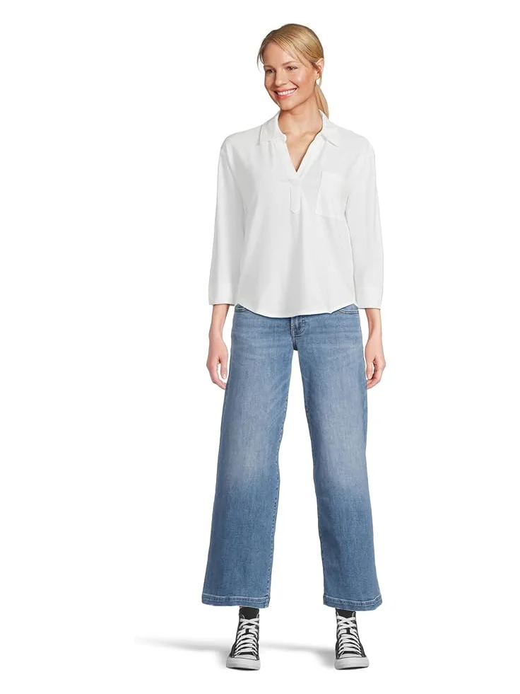Футболка L.L.Bean Cotton Linen Tee Splitneck — изображение 5 из 5, белый