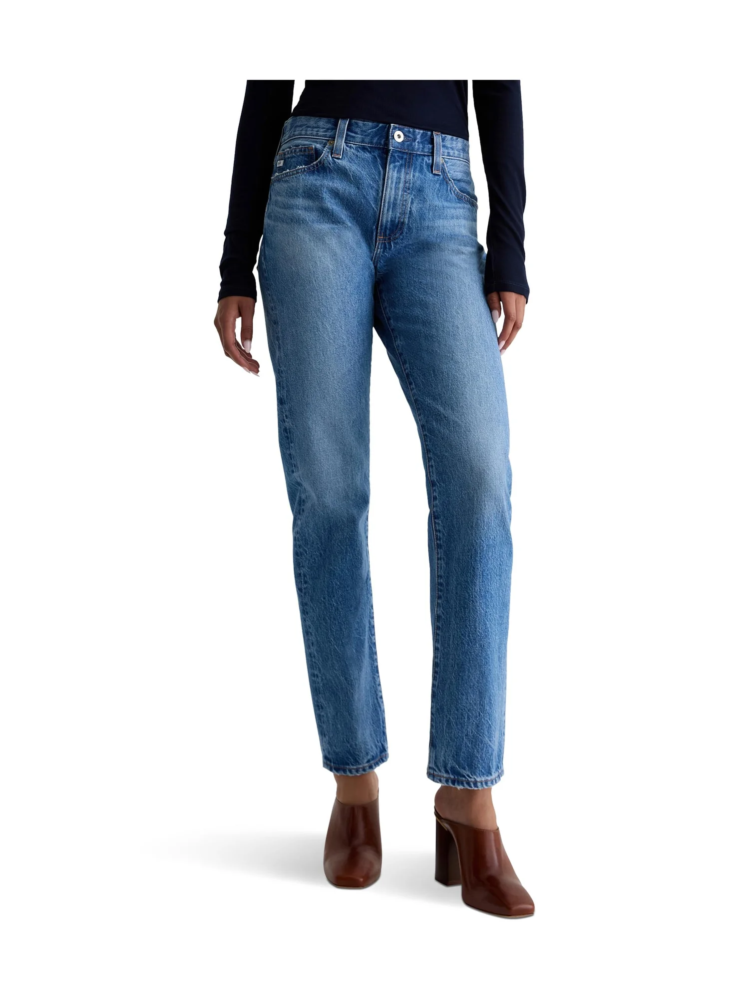 Джинсы AG Jeans The Boyfriend Mid Rise Relaxed Fit In Candid — бежевый