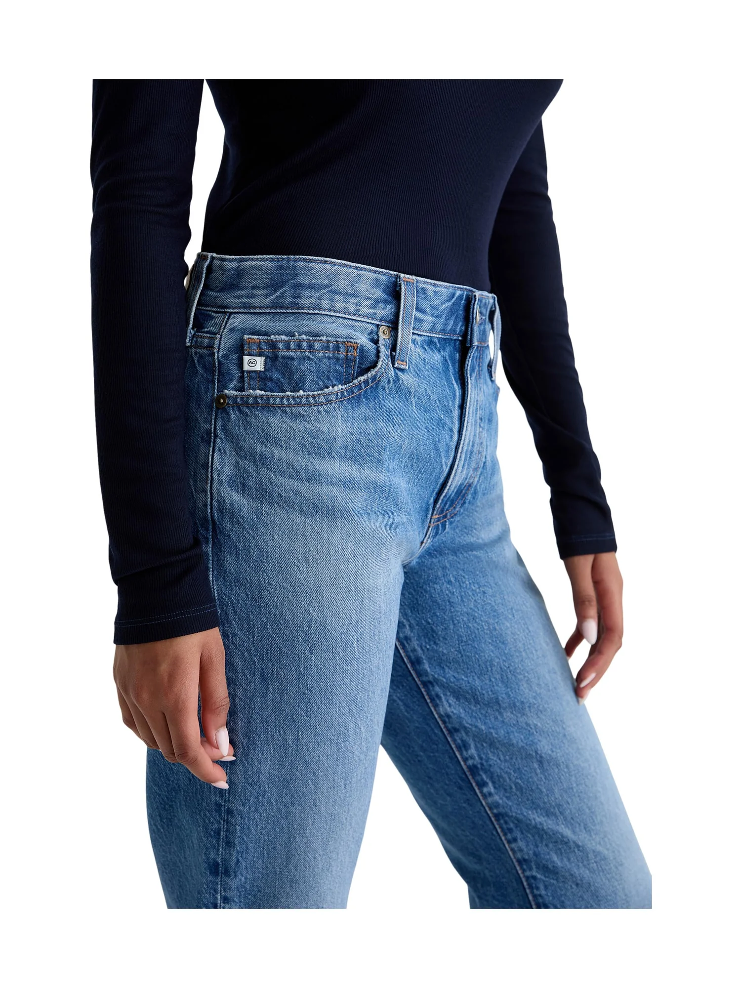 Джинсы AG Jeans The Boyfriend Mid Rise Relaxed Fit In Candid — изображение 3 из 4, бежевый