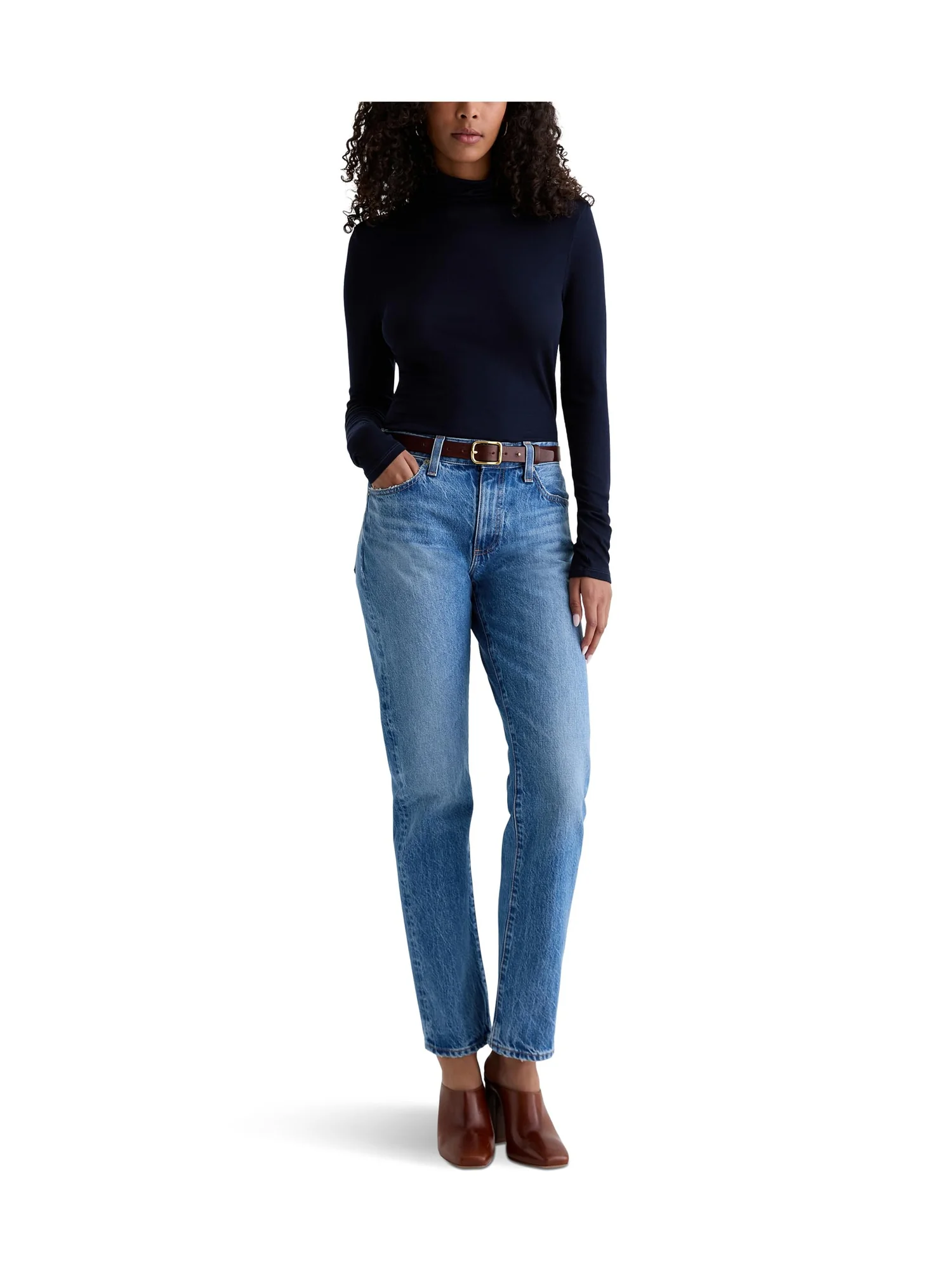 Джинсы AG Jeans The Boyfriend Mid Rise Relaxed Fit In Candid — изображение 4 из 4, бежевый