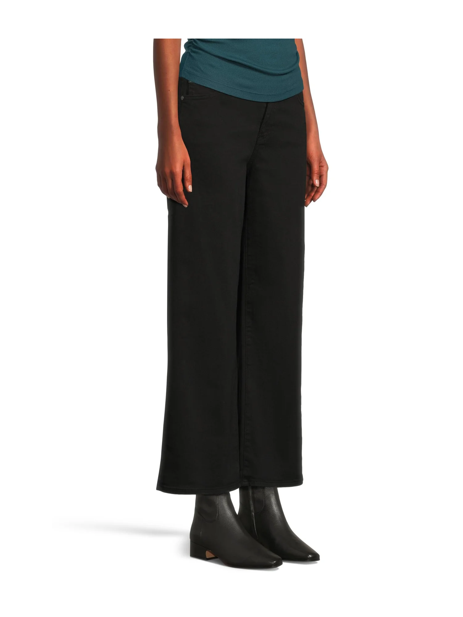 Брюки AG Jeans Saige Mid Rise Wide Leg Crop In Super Black — изображение 2 из 5, черный
