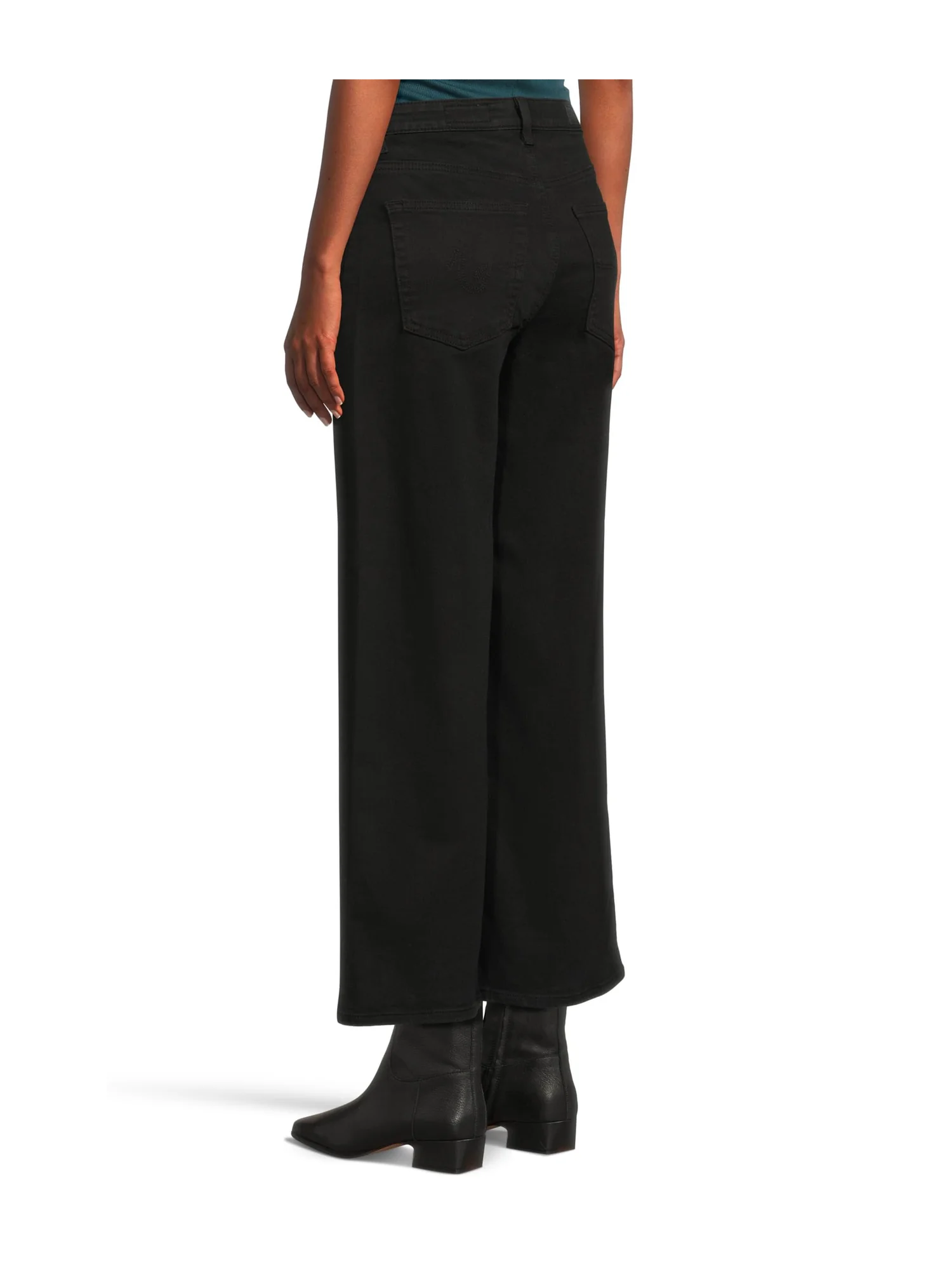 Брюки AG Jeans Saige Mid Rise Wide Leg Crop In Super Black — изображение 3 из 5, черный