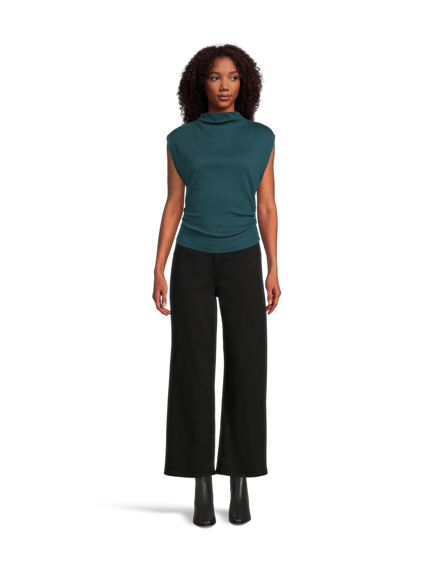 Брюки AG Jeans Saige Mid Rise Wide Leg Crop In Super Black — изображение 5 из 5, черный