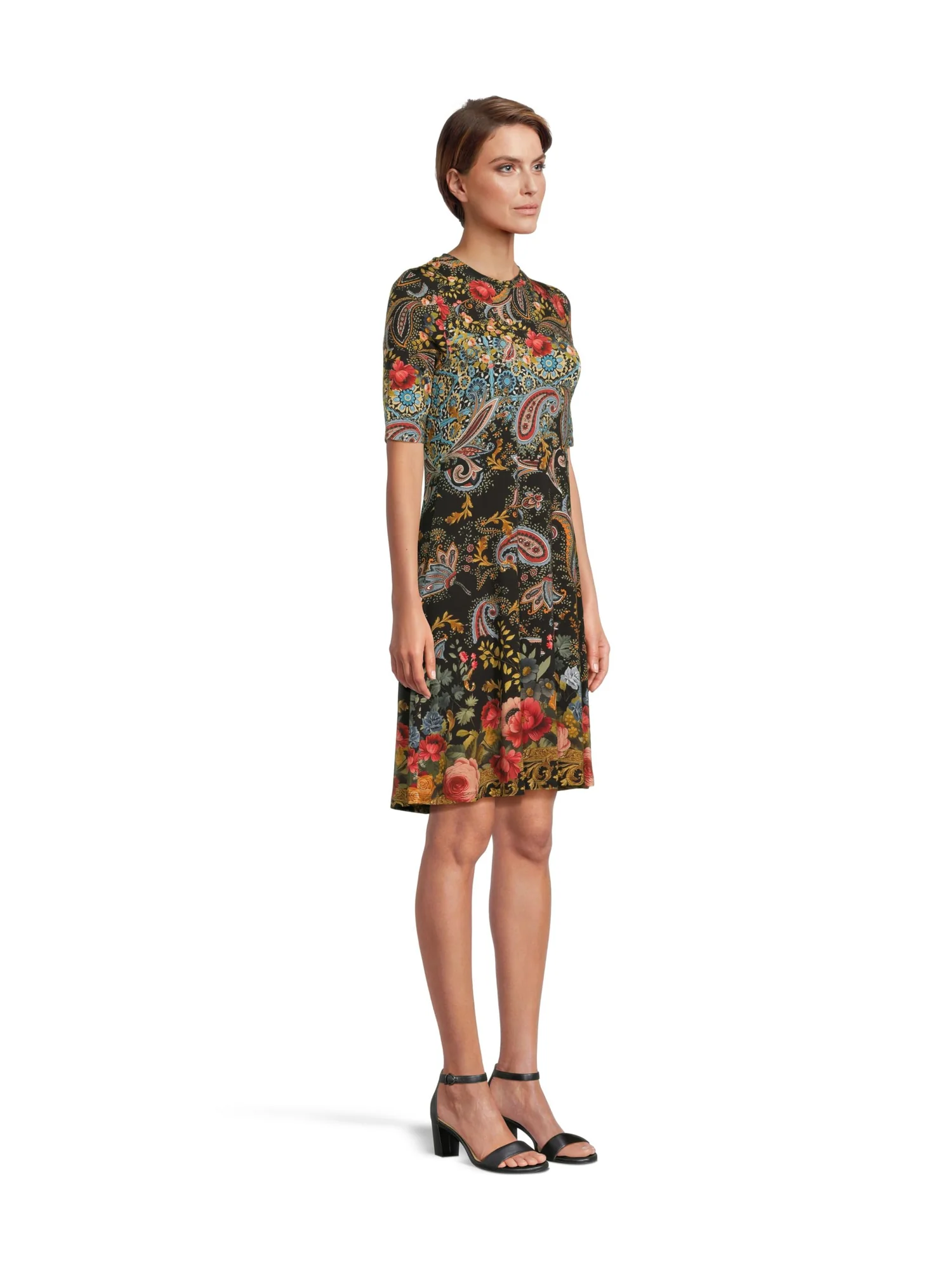 Платье Johnny Was The Janie Favorite Elbow Sleeve Mock Neck Dress — изображение 2 из 4, светло-бежевый