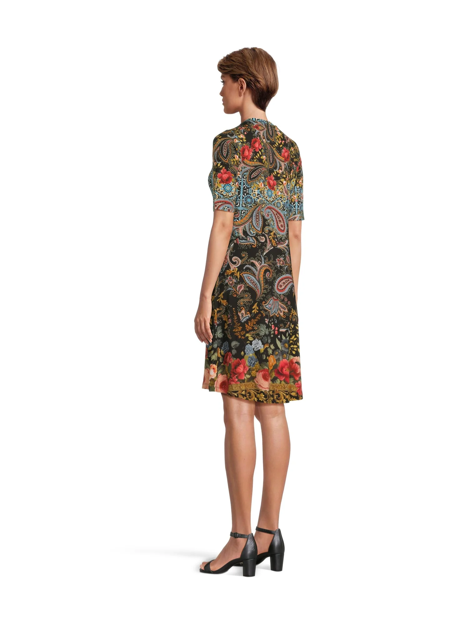 Платье Johnny Was The Janie Favorite Elbow Sleeve Mock Neck Dress — изображение 3 из 4, светло-бежевый