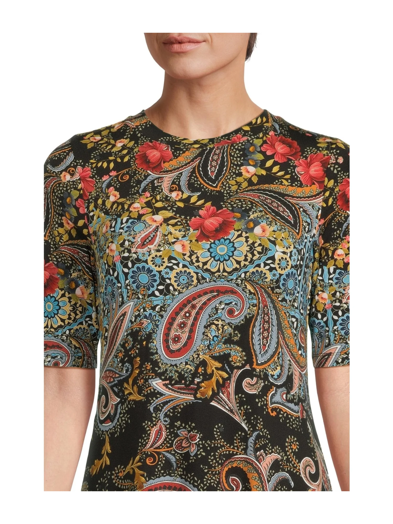 Платье Johnny Was The Janie Favorite Elbow Sleeve Mock Neck Dress — изображение 4 из 4, светло-бежевый