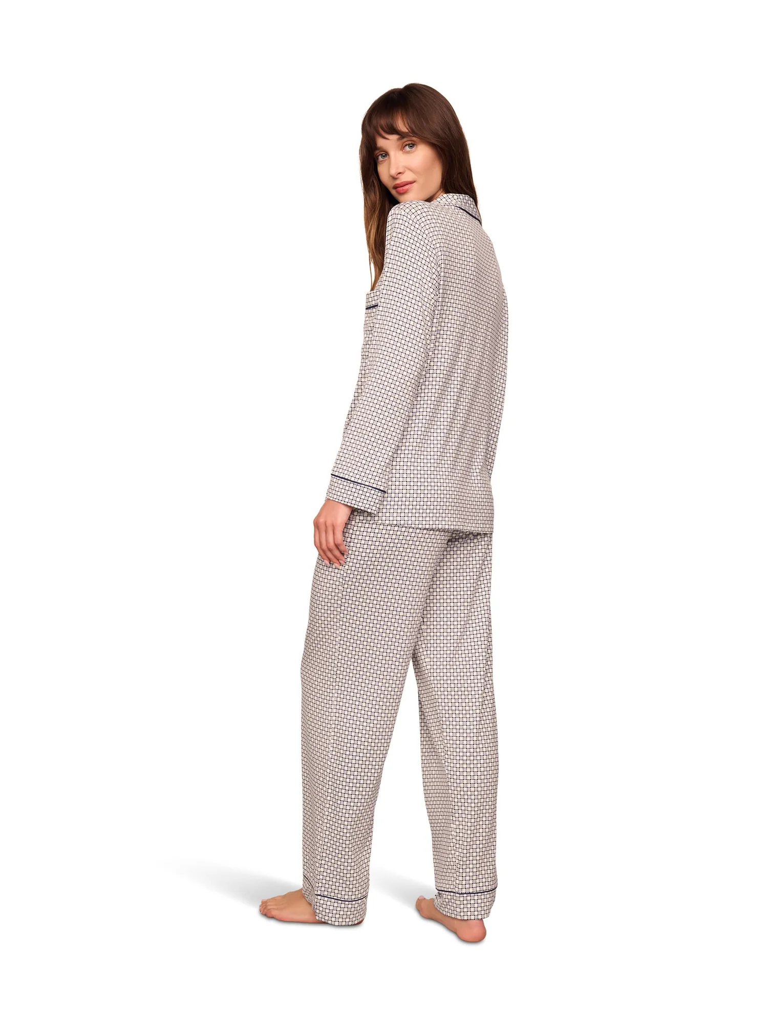 Пижама Eberjey Gisele Printed - The Long PJ Set — изображение 2 из 3, серый/темно-синий