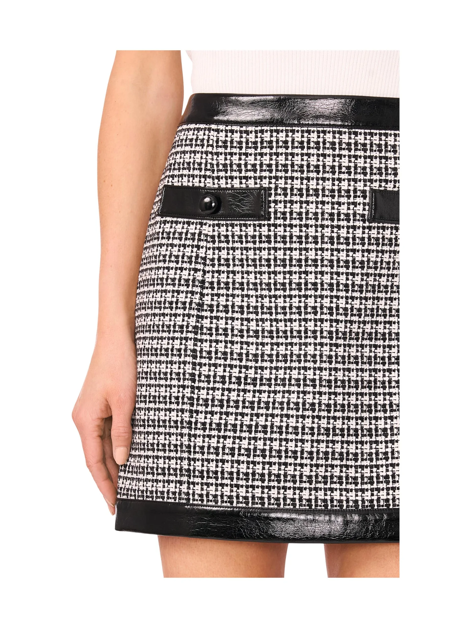 Юбка CeCe Tweed Front Pocket Mini Skirt — изображение 3 из 4, насыщенный черный