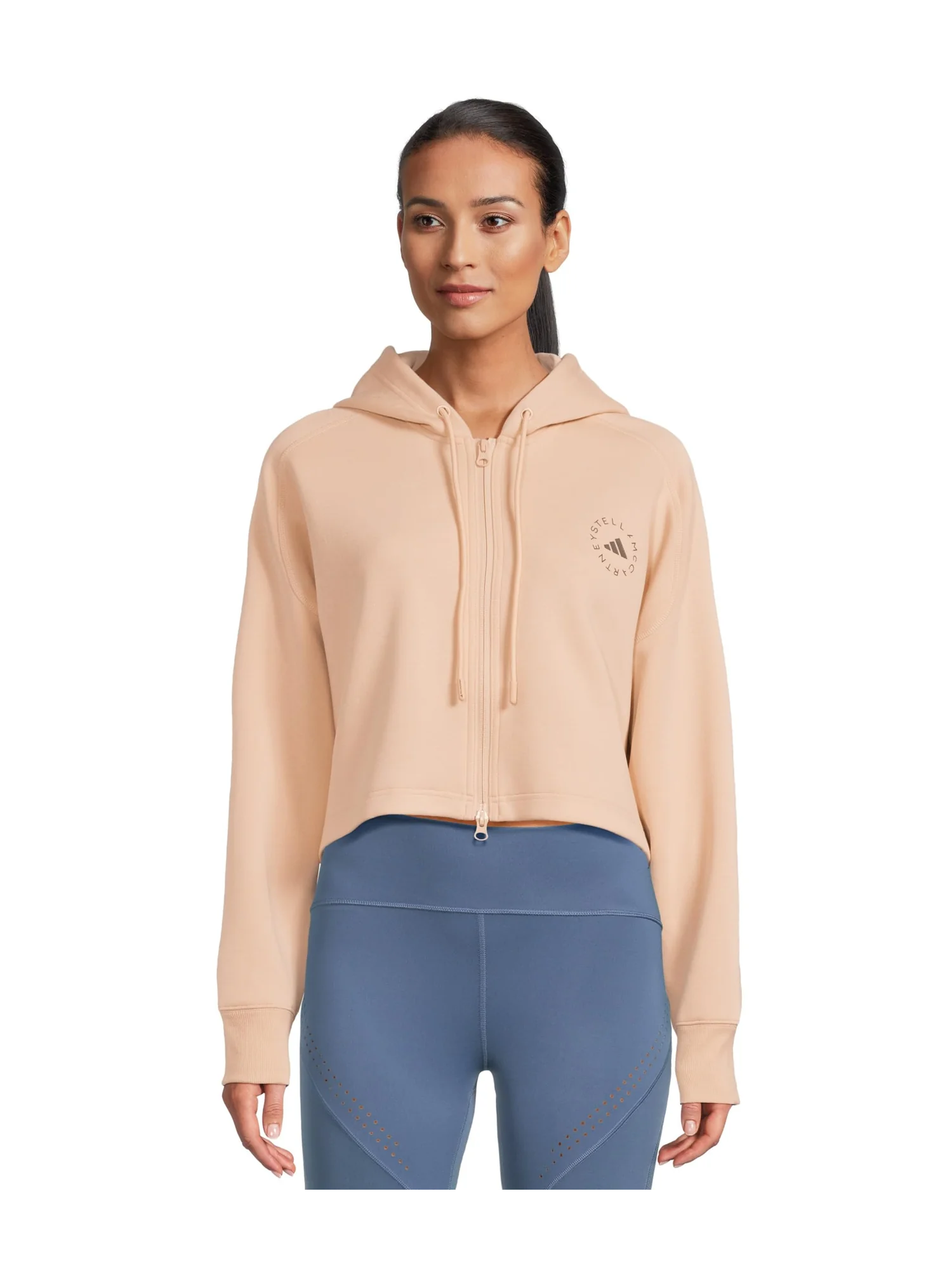 Худи adidas by Stella McCartney Sportswear Cropped Hoodie JW4690 — изображение 1 из 5, пудровый