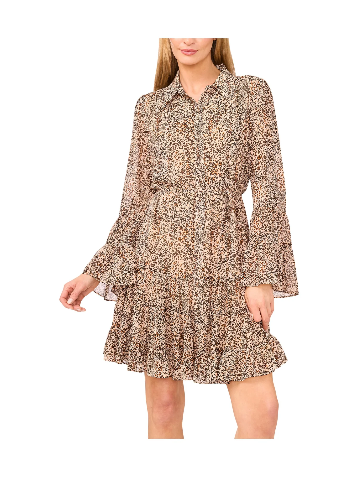 Платье CeCe Collared Ruffled Flounce Long Sleeve Dress — изображение 3 из 3, дюна