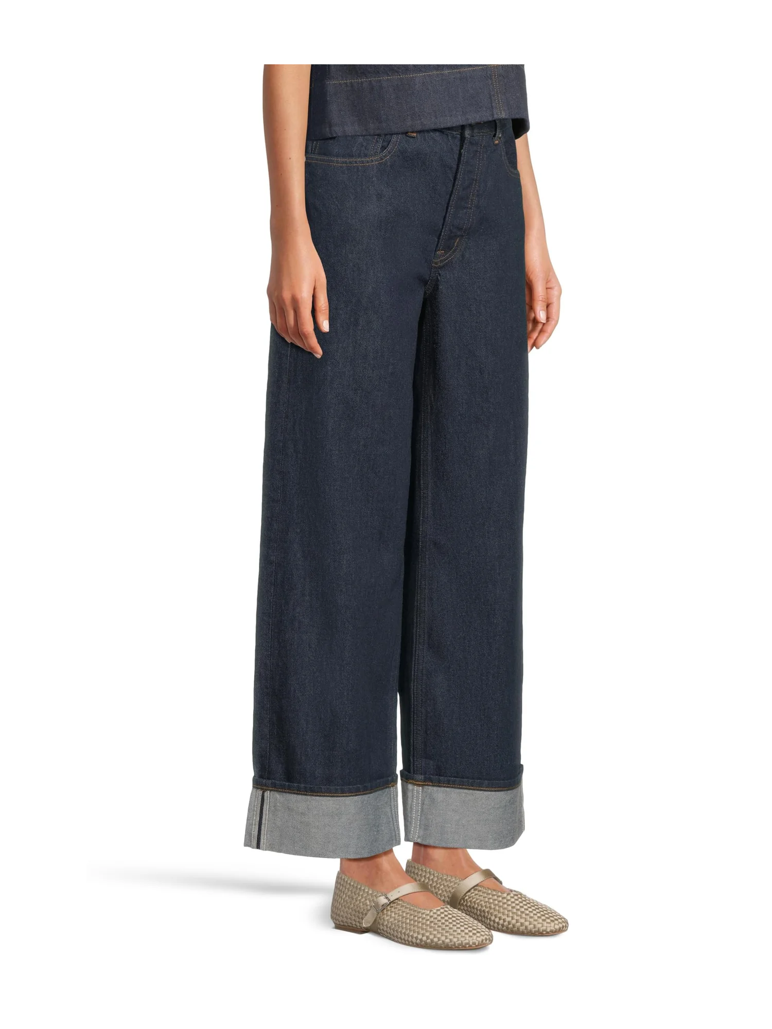 Джинсы Madewell Low Slung Baggy Rinse With Cuff In Rinse Wash — изображение 2 из 5, красный