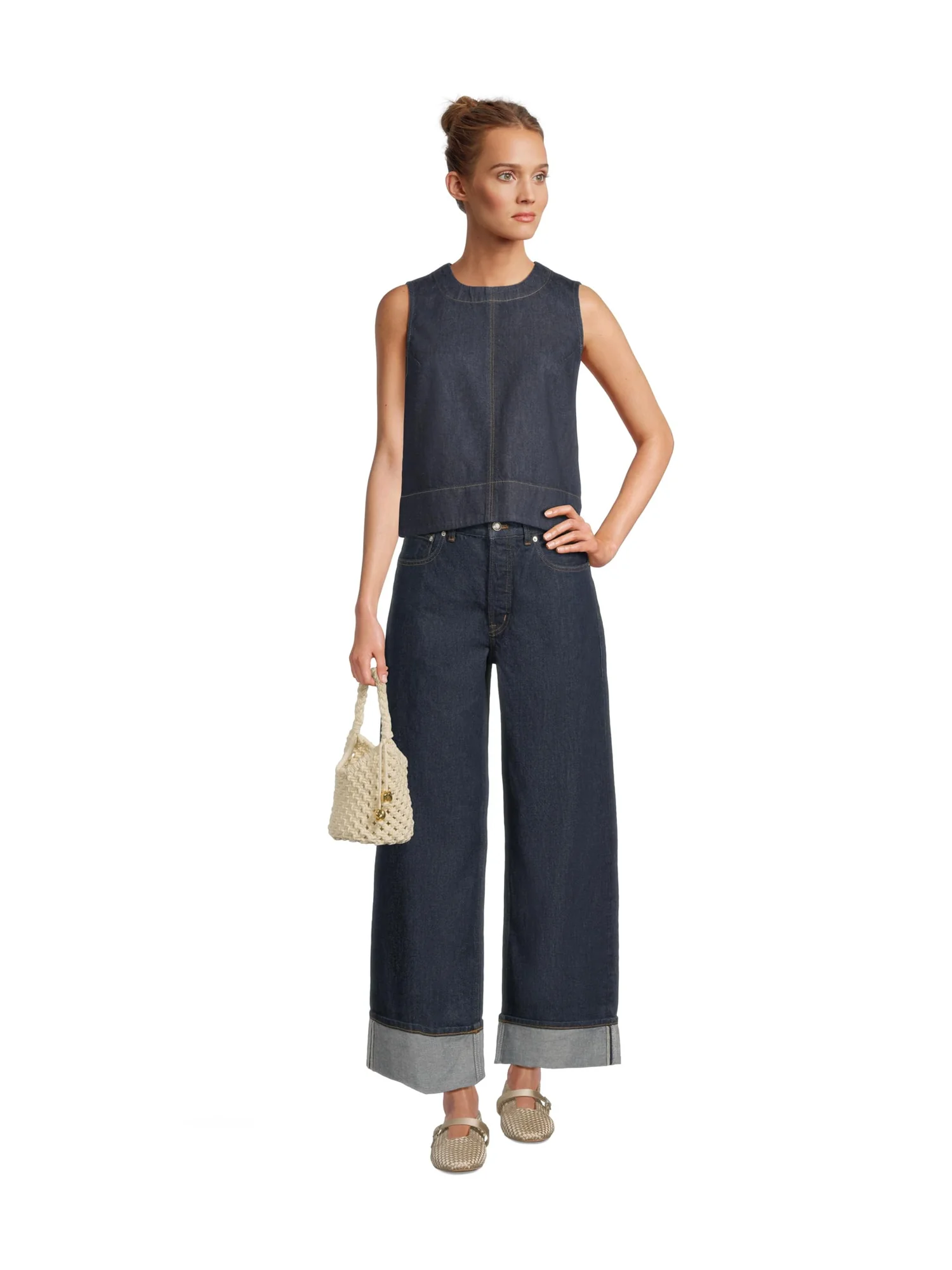 Джинсы Madewell Low Slung Baggy Rinse With Cuff In Rinse Wash — изображение 5 из 5, красный
