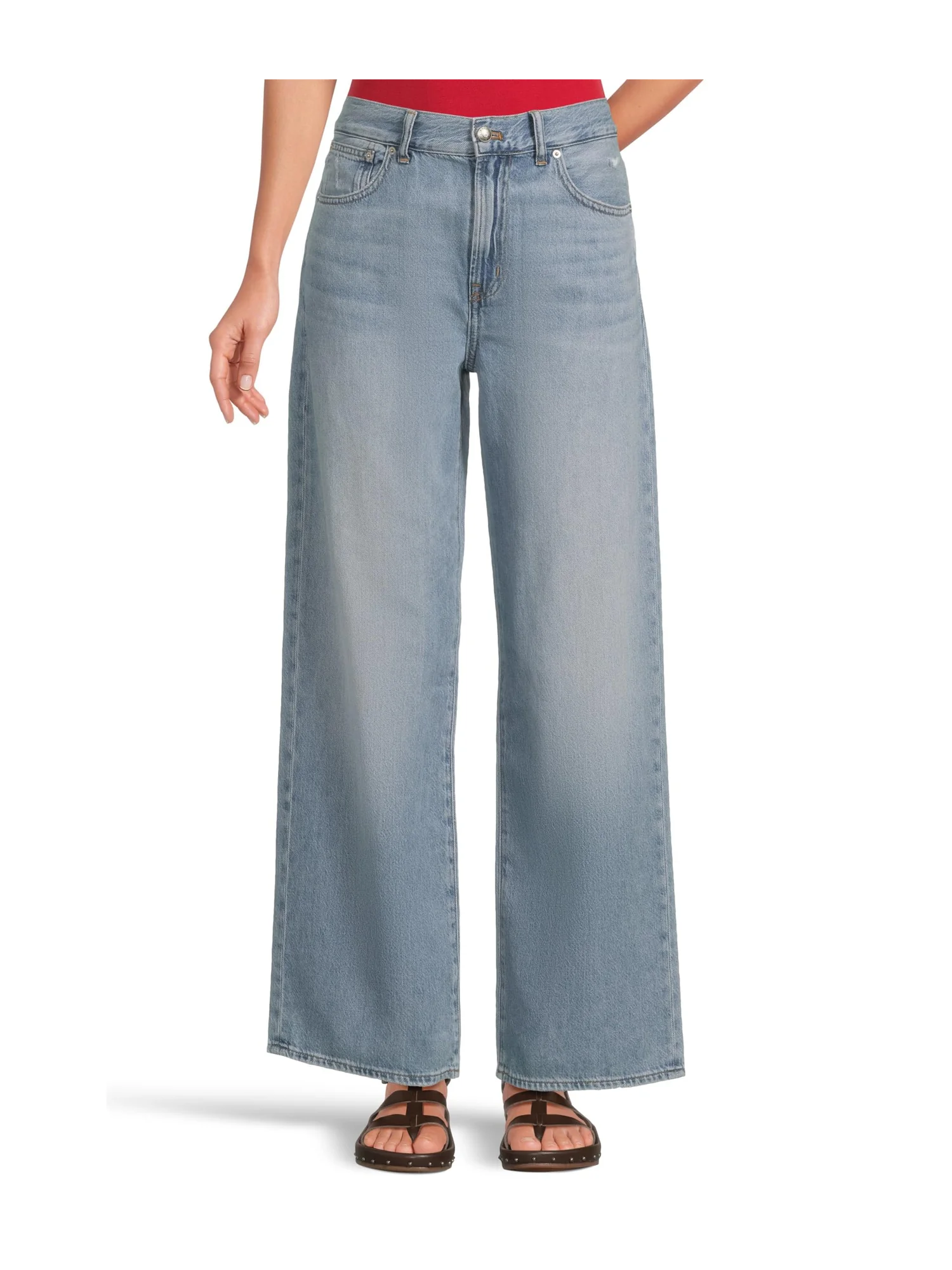 Джинсы Madewell Pv Wide In Airy Denim Northridge Wash, цвет Northridge Wash — голубой