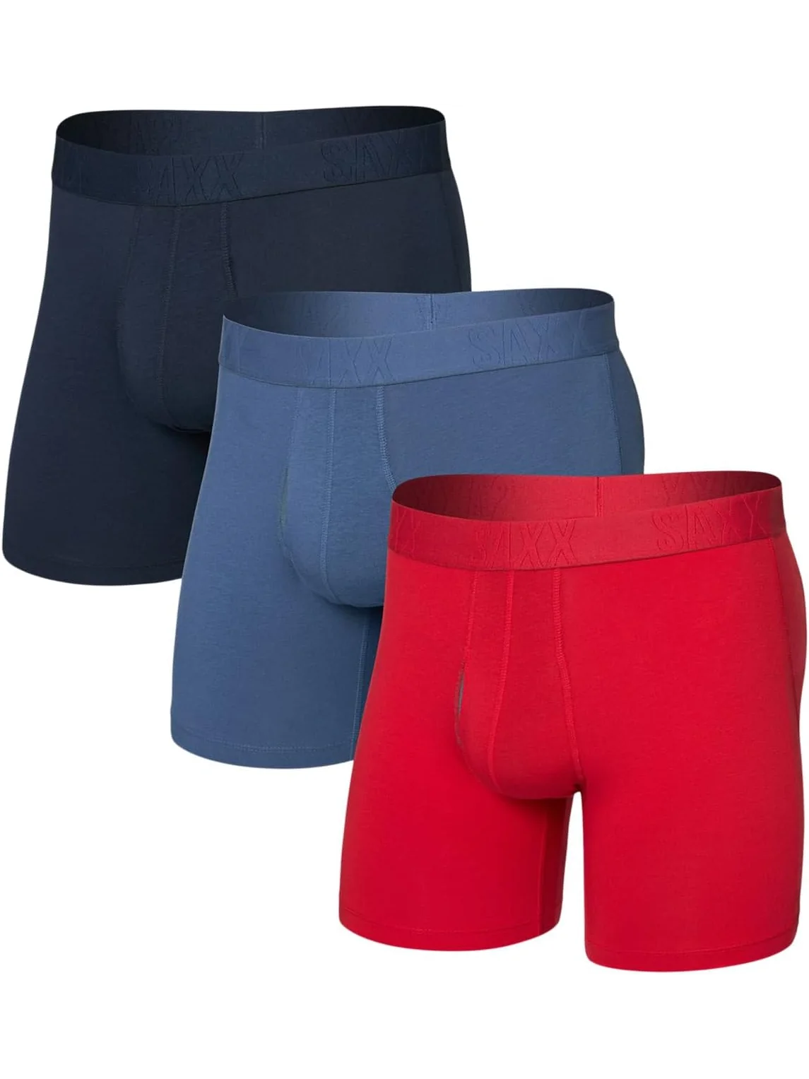 Боксеры SAXX UNDERWEAR Droptemp Cooling Cotton Boxer Brief Fly 3-Pack — изображение 1 из 1, красный/индиго/темный