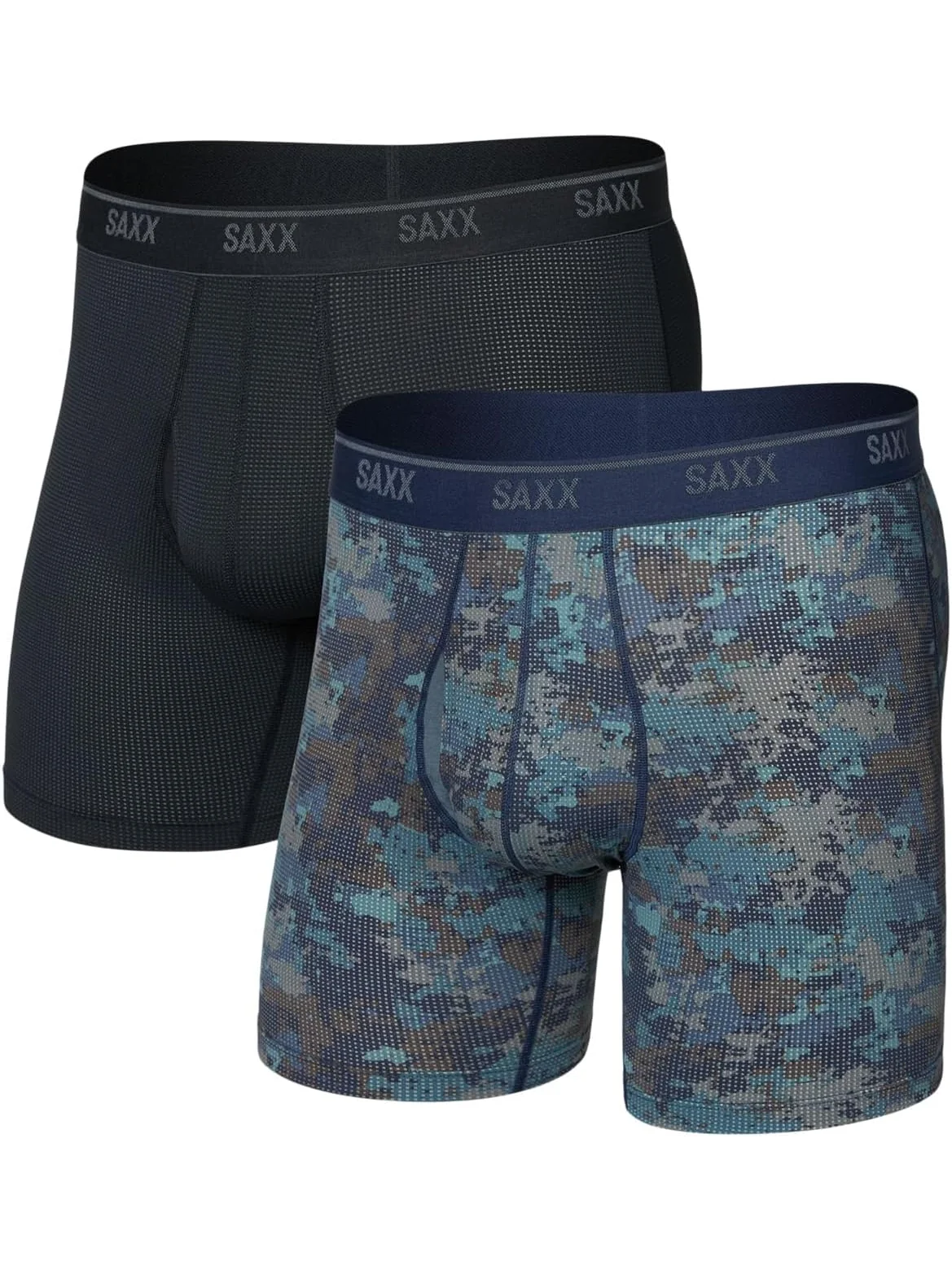 Боксеры SAXX UNDERWEAR Quest Quick-Dry Mesh Boxer Brief Fly 2-Pack — изображение 1 из 3, черный