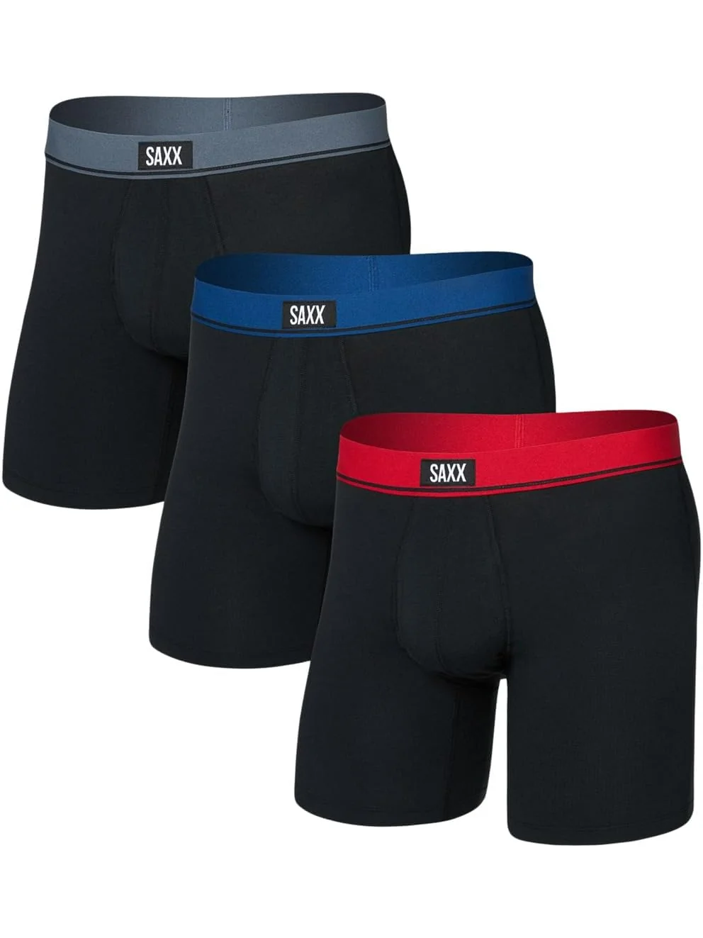 Боксеры SAXX UNDERWEAR Essential Cotton Boxer Brief Fly 3-Pack — изображение 1 из 4, красный/темно-синий