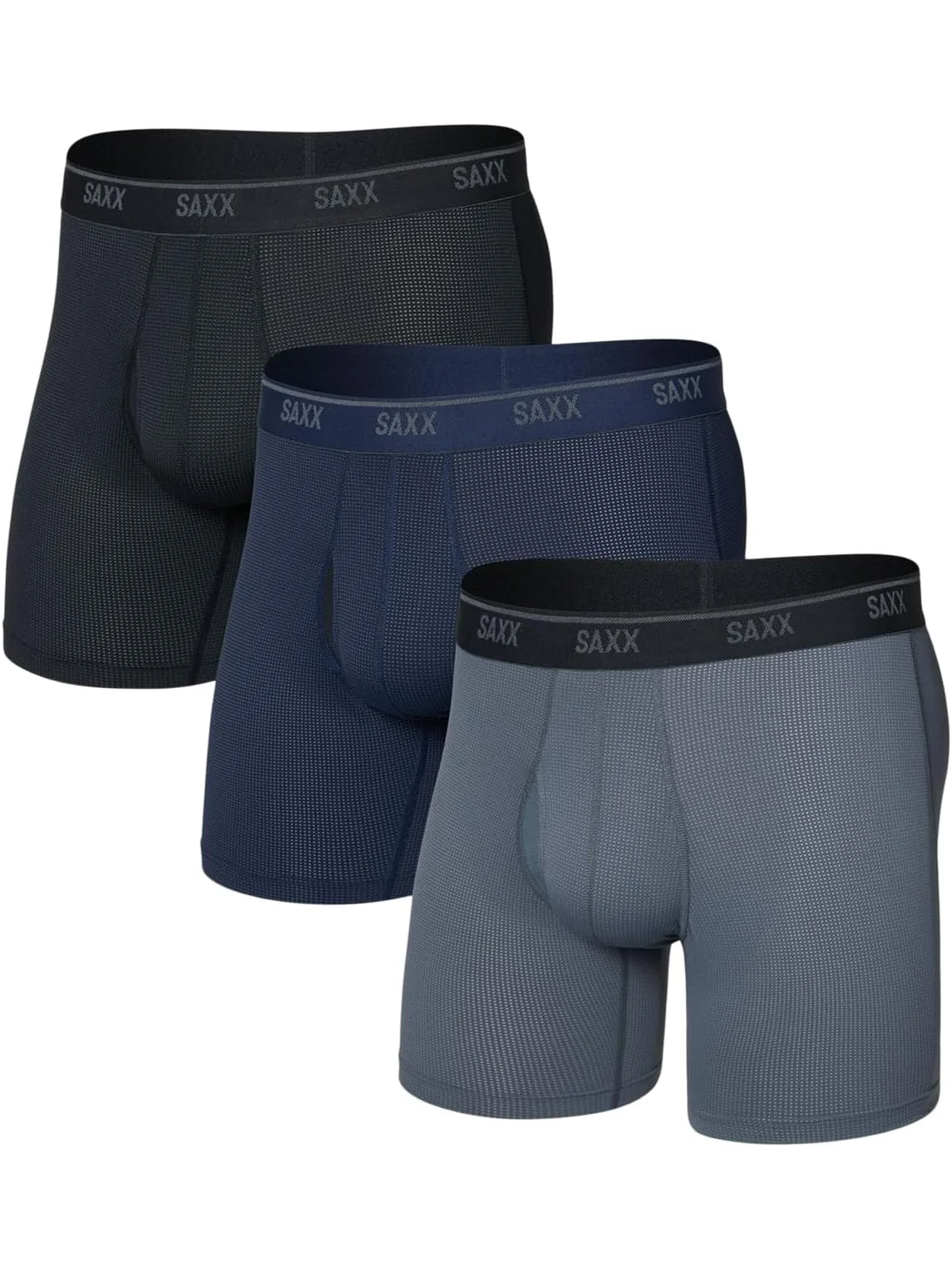 Боксеры SAXX UNDERWEAR Quest Quick-Dry Mesh Boxer Brief Fly 3-Pack — изображение 1 из 4, черный
