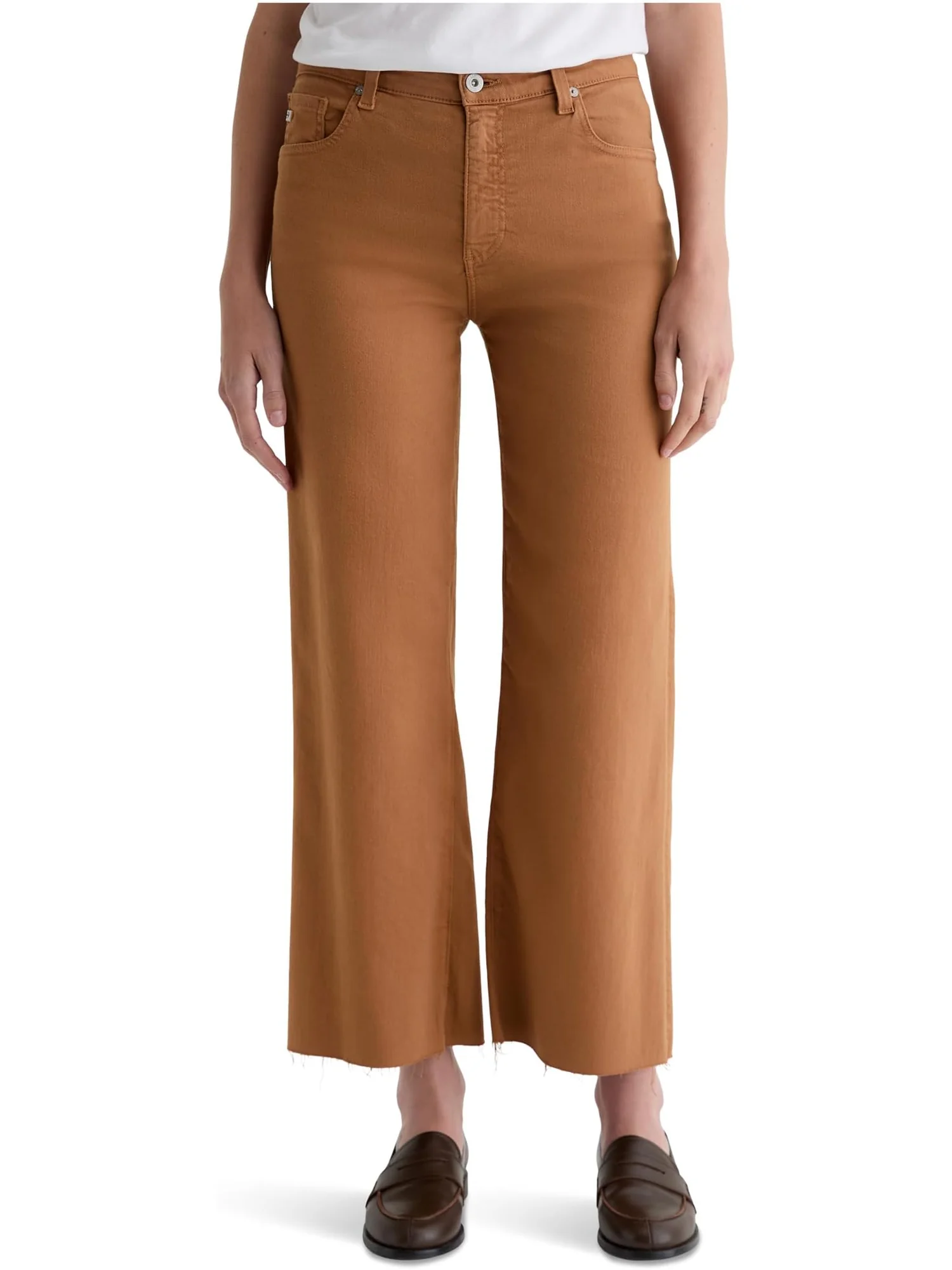 Брюки AG Jeans Saige Mid Rise Wide Leg Crop In Ginger