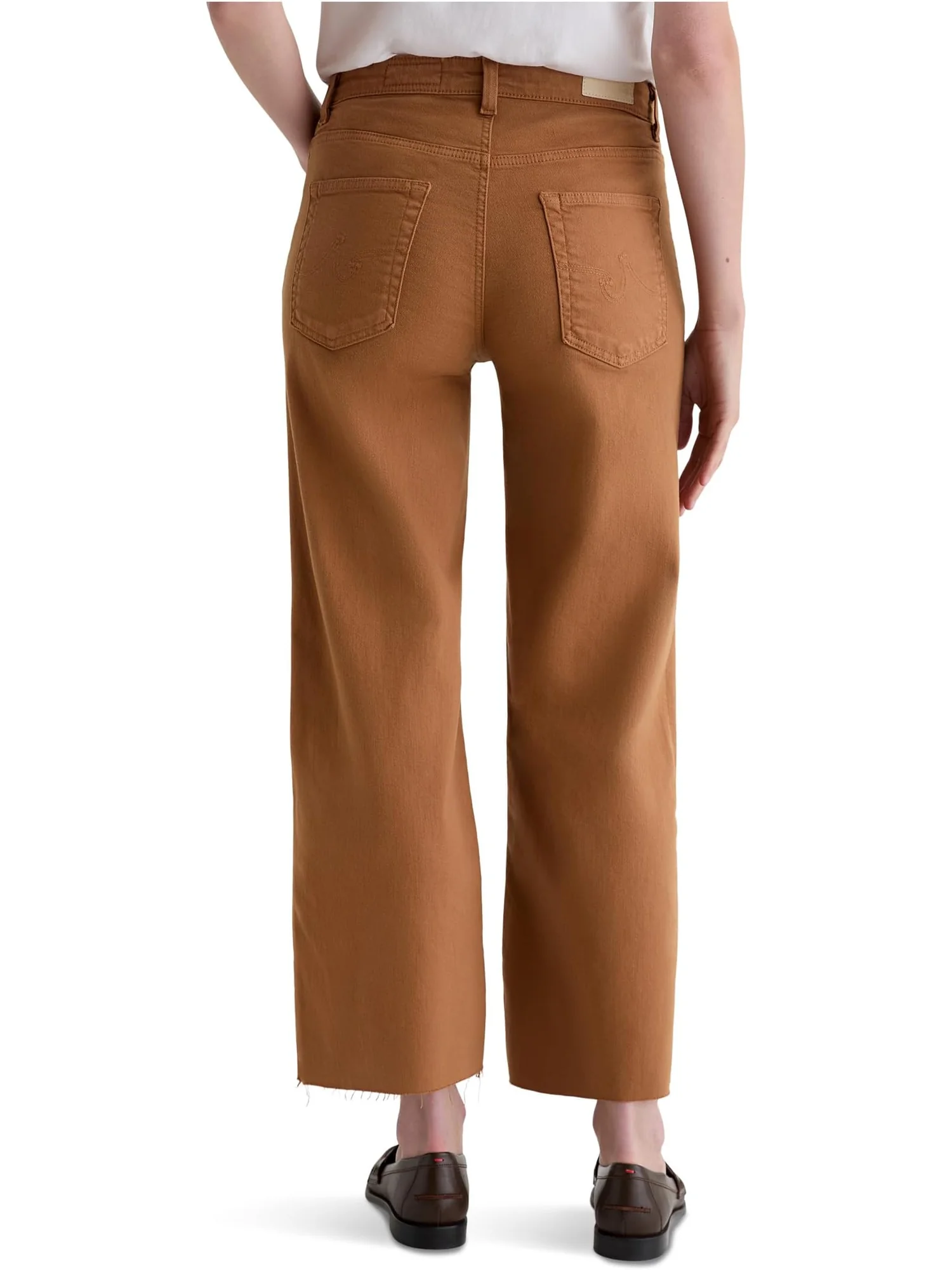 Брюки AG Jeans Saige Mid Rise Wide Leg Crop In Ginger — изображение 2 из 4, оранжевый