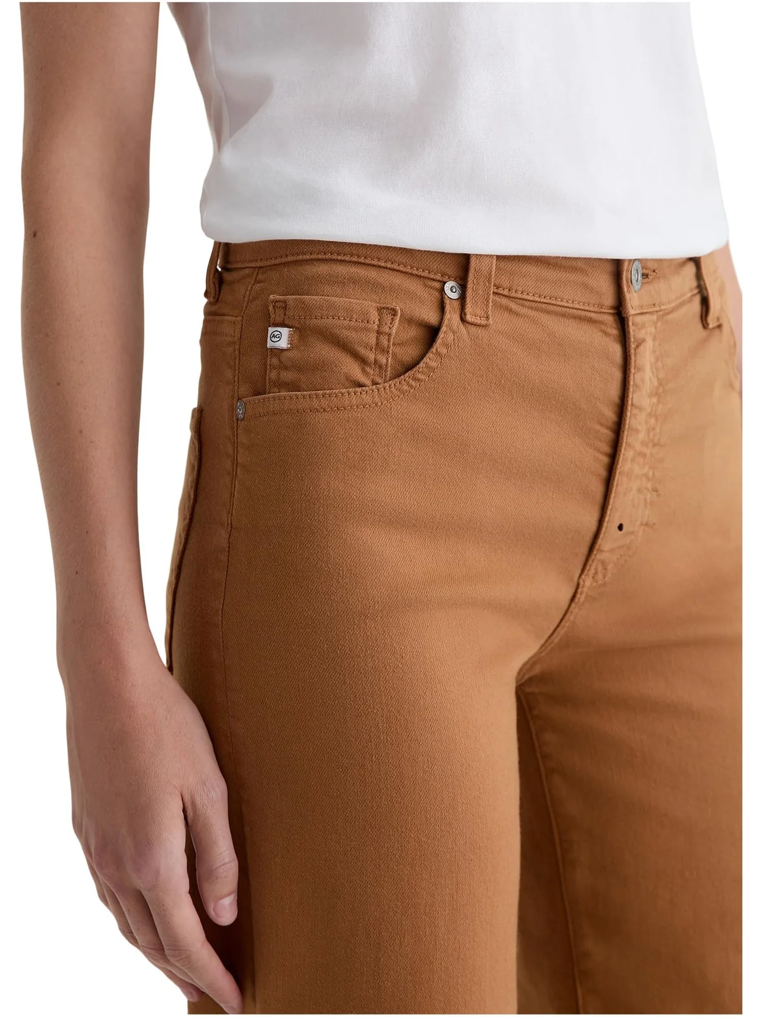 Брюки AG Jeans Saige Mid Rise Wide Leg Crop In Ginger — изображение 3 из 4, оранжевый