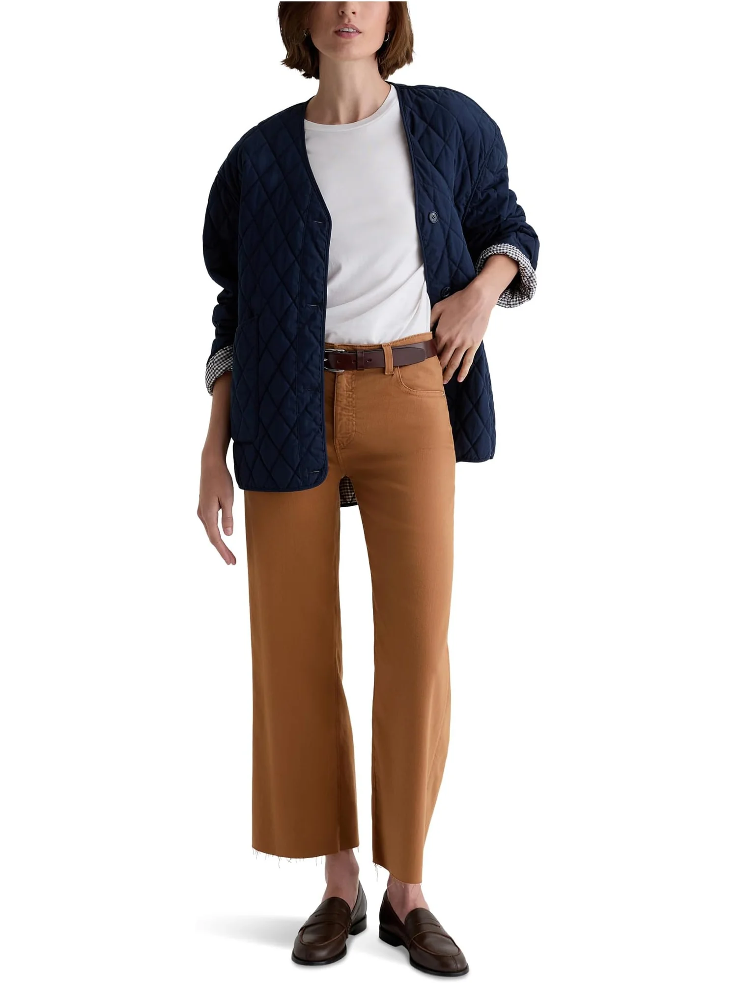 Брюки AG Jeans Saige Mid Rise Wide Leg Crop In Ginger — изображение 4 из 4, оранжевый