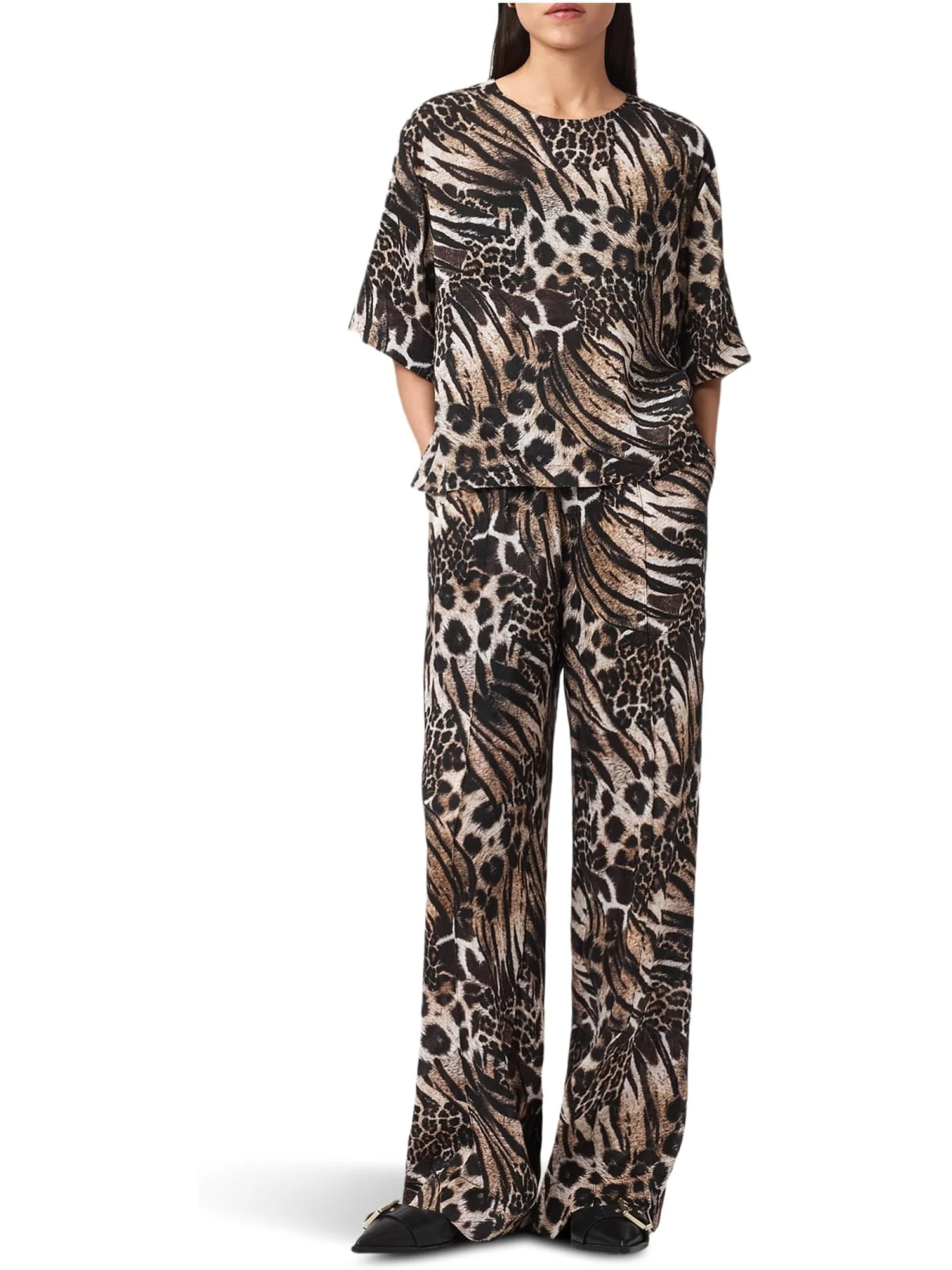 Брюки AllSaints Charli Linen Trousers — изображение 5 из 5, коричневый