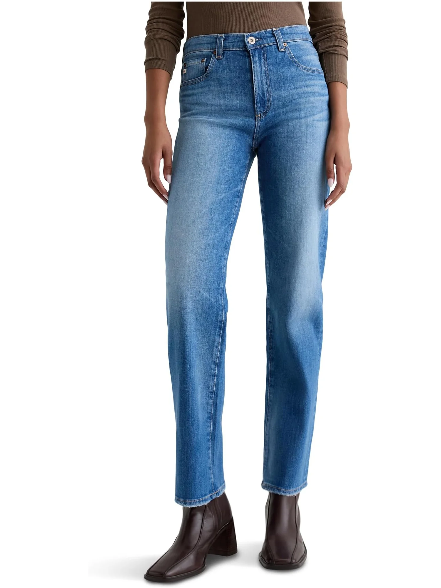 Джинсы AG Jeans Brinley Mid Rise Straight In 13 Years Allure, цвет 13 Years Allure