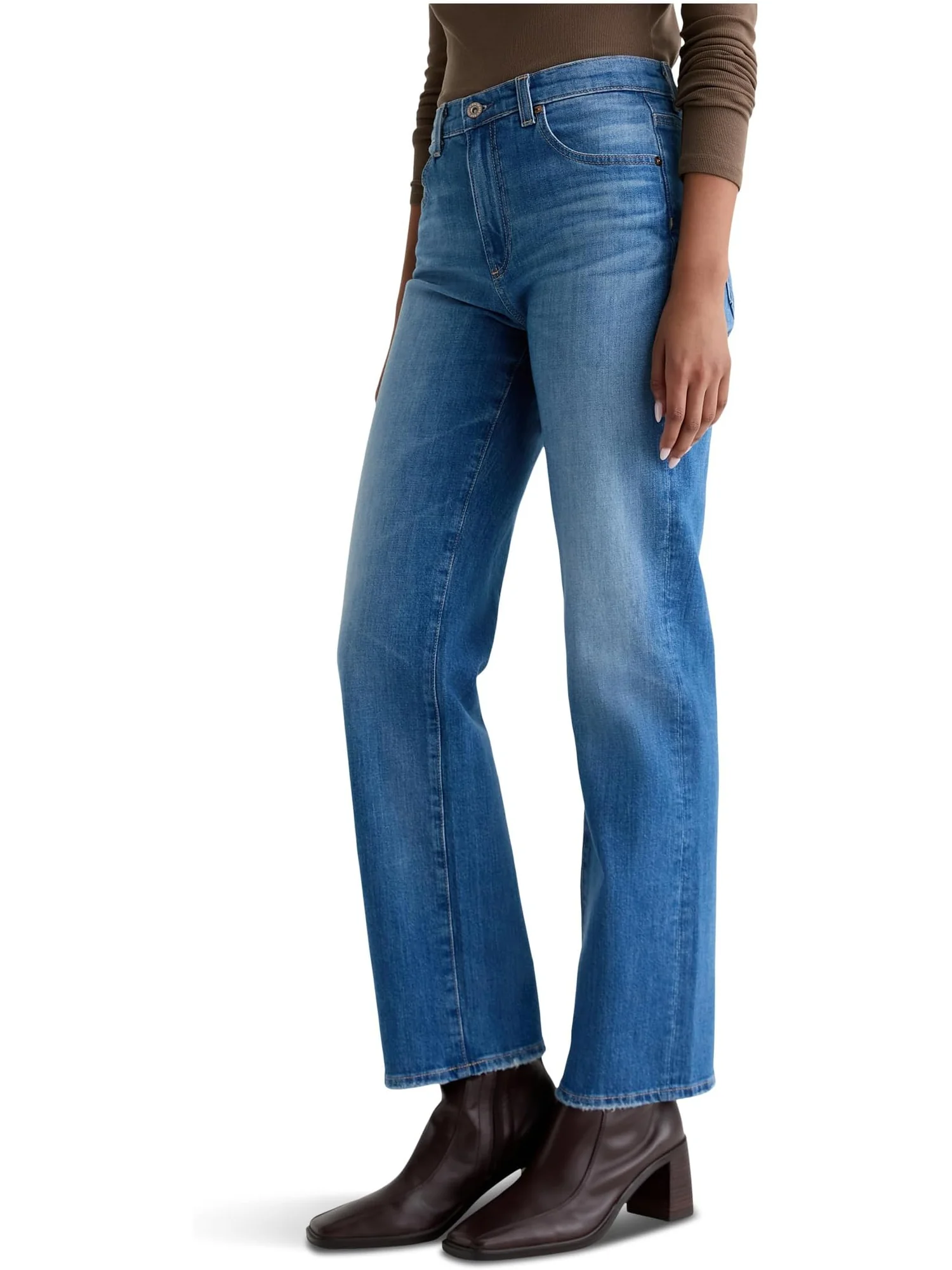 Джинсы AG Jeans Brinley Mid Rise Straight In 13 Years Allure, цвет 13 Years Allure — изображение 2 из 5