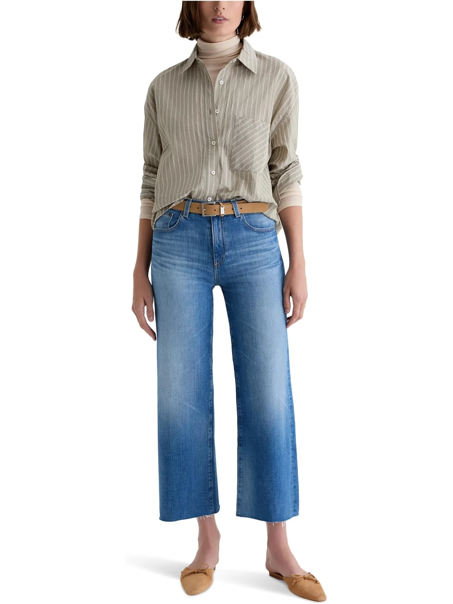 Джинсы AG Jeans Saige Mid Rise Wide Leg Crop In 13 Years Allure, цвет 13 Years Allure — изображение 5 из 5