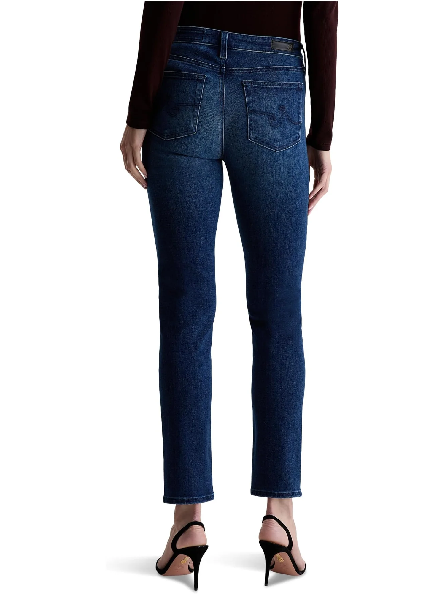 Джинсы AG Jeans Mari Mid Rise Slim Straight Jean In Epilogue — изображение 2 из 4, коричневый