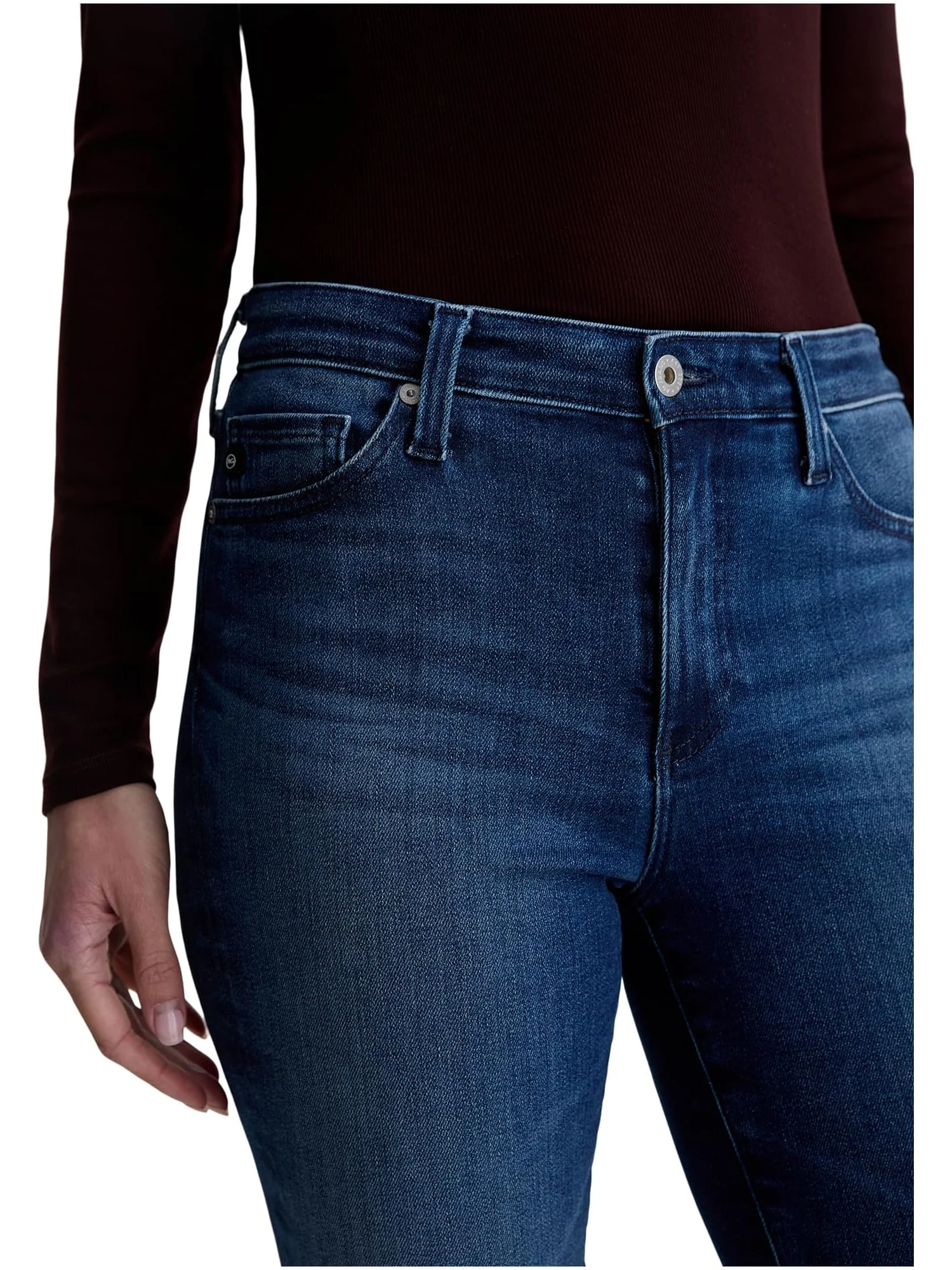 Джинсы AG Jeans Mari Mid Rise Slim Straight Jean In Epilogue — изображение 3 из 4, коричневый