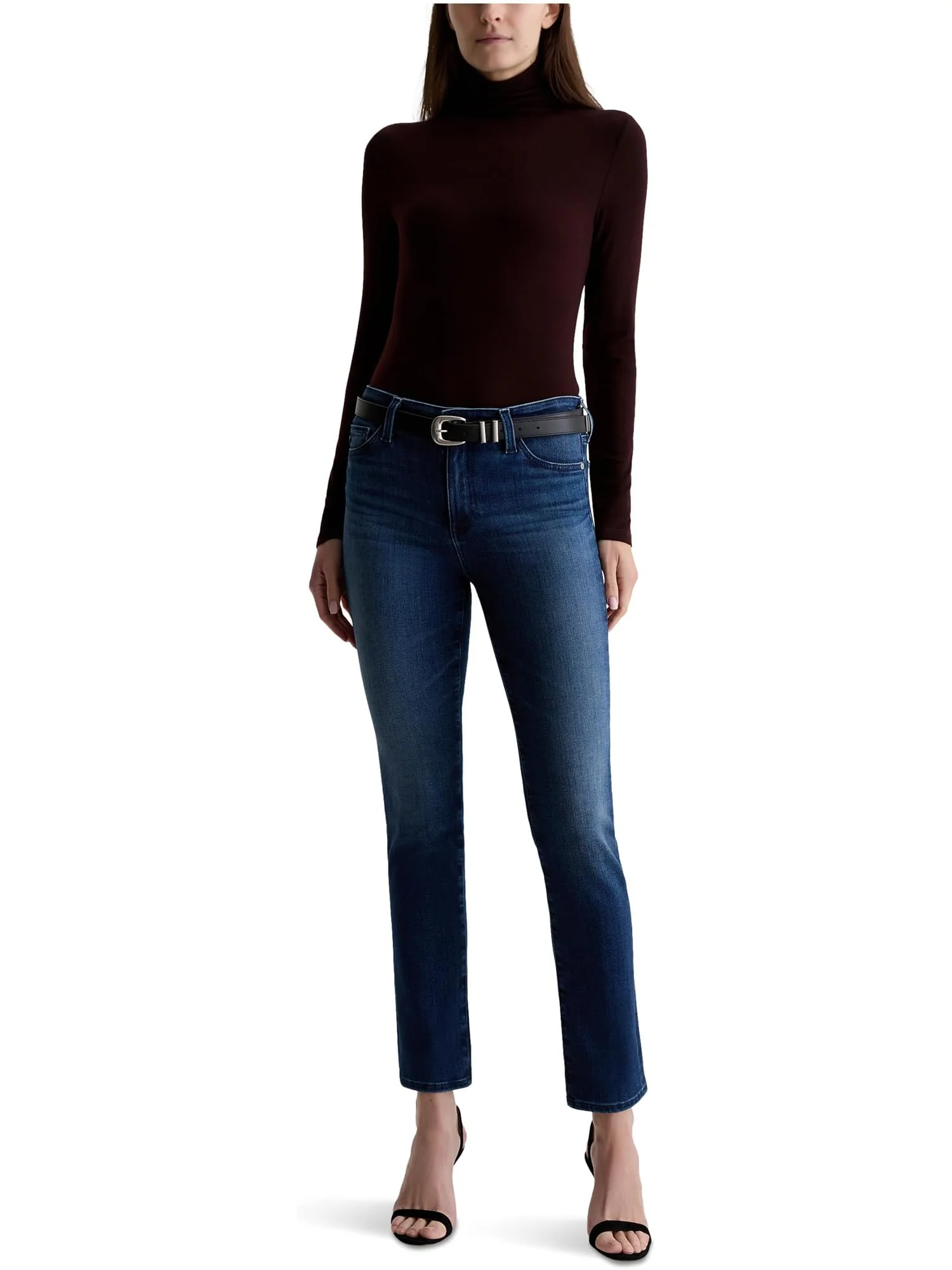 Джинсы AG Jeans Mari Mid Rise Slim Straight Jean In Epilogue — изображение 4 из 4, коричневый