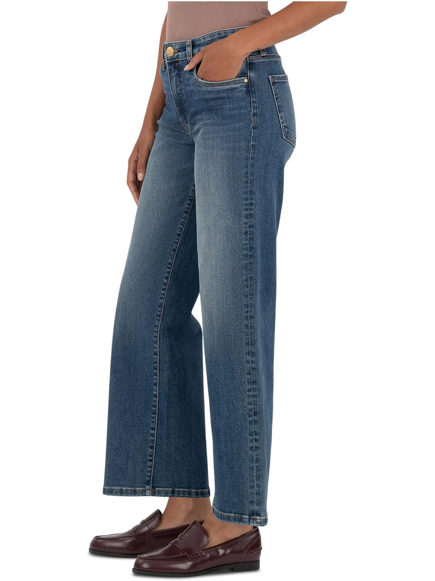 Джинсы KUT from the Kloth Charlotte High-rise-fab Ab Wide Leg, цвет Historical — изображение 2 из 4