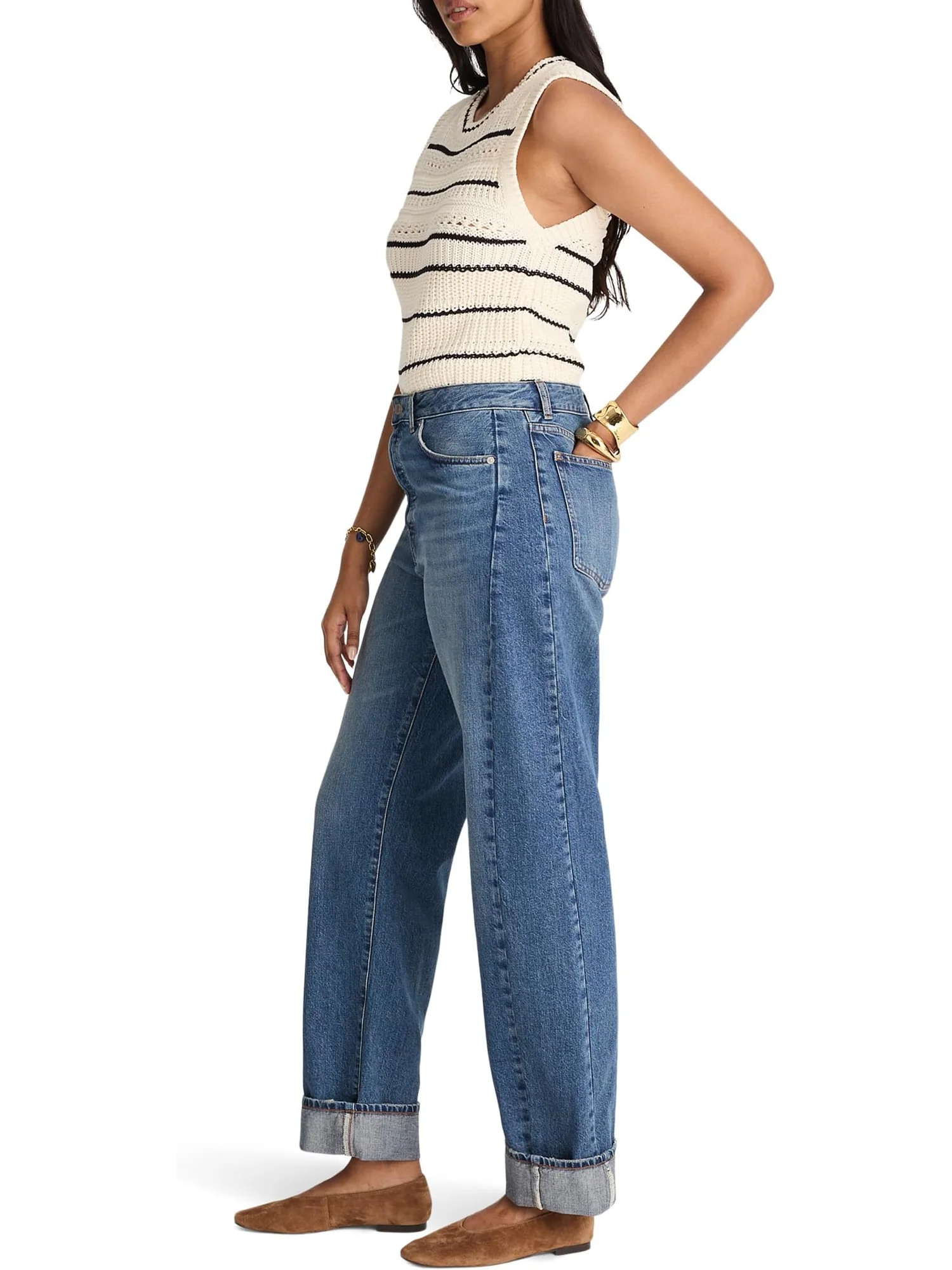 Джинсы Madewell Pieced Barrel With Cuff In Mosby Wash, цвет Mosby Wash — изображение 2 из 3