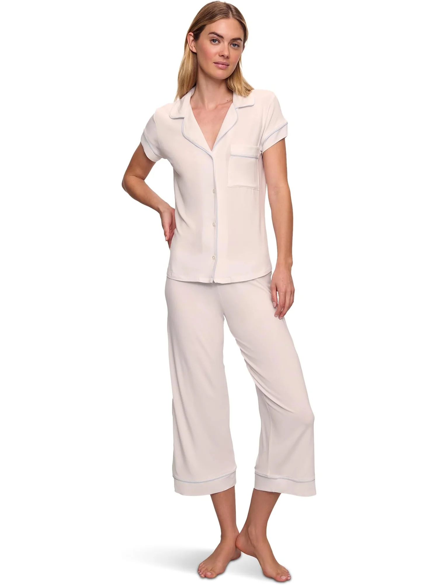 Пижама Eberjey Gisele - The Cropped Pajama Set — изображение 1 из 3, белый/синий