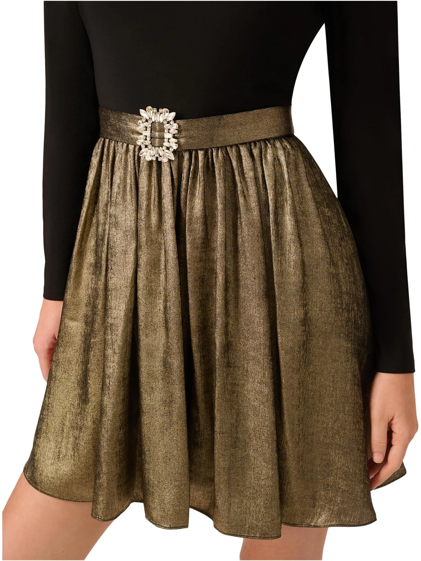 Платье Adrianna Papell Jersey Metallic Short Dress — изображение 3 из 3, черный/золотистый
