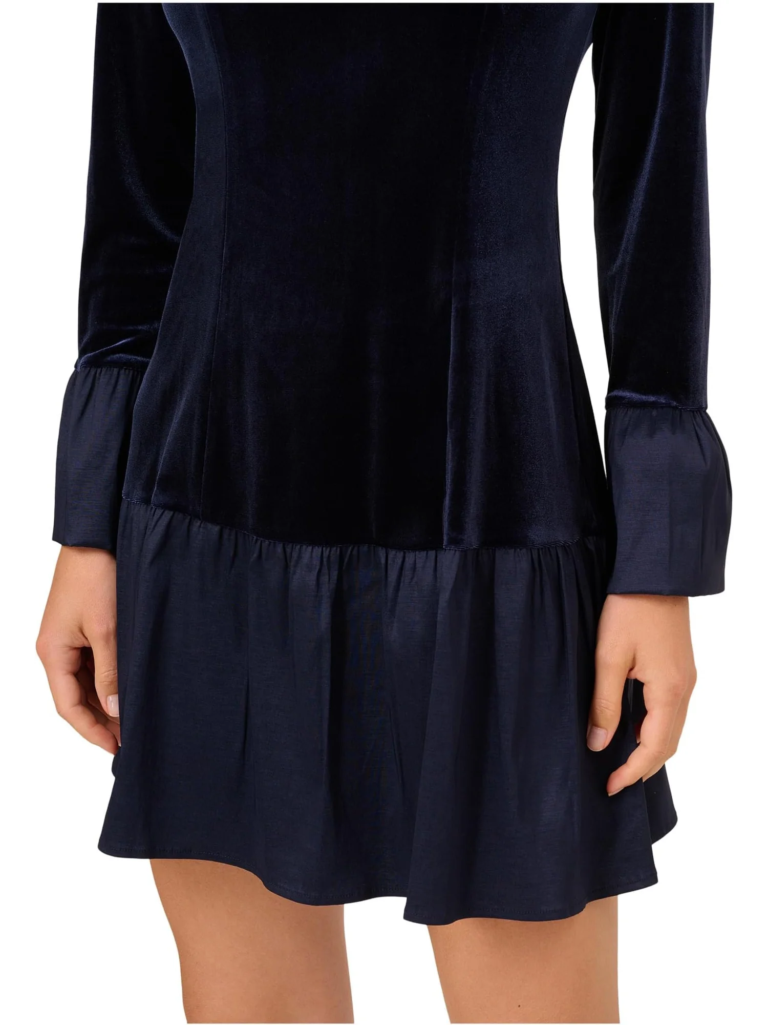 Платье Adrianna Papell Velvet Combo Midi Dress — изображение 3 из 3, синий