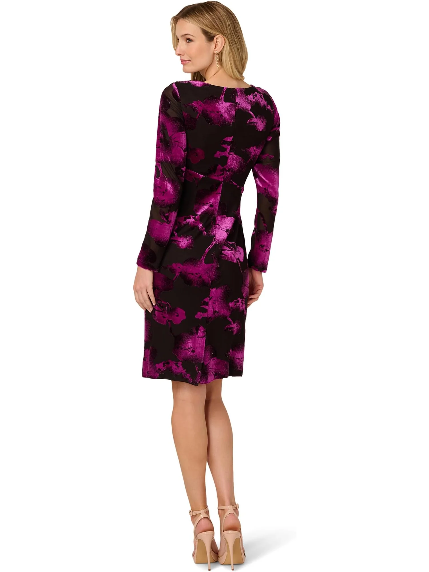 Платье Adrianna Papell Surplus Velvet Midi Dress — изображение 2 из 3, черный/фиолетовый