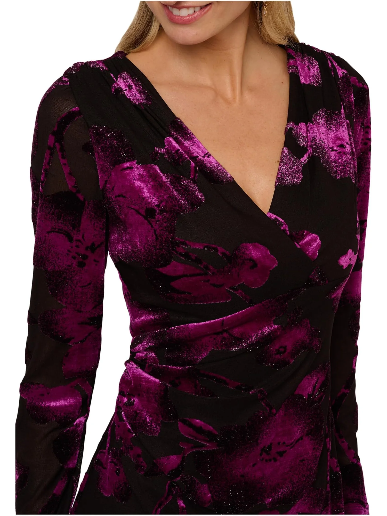 Платье Adrianna Papell Surplus Velvet Midi Dress — изображение 3 из 3, черный/фиолетовый