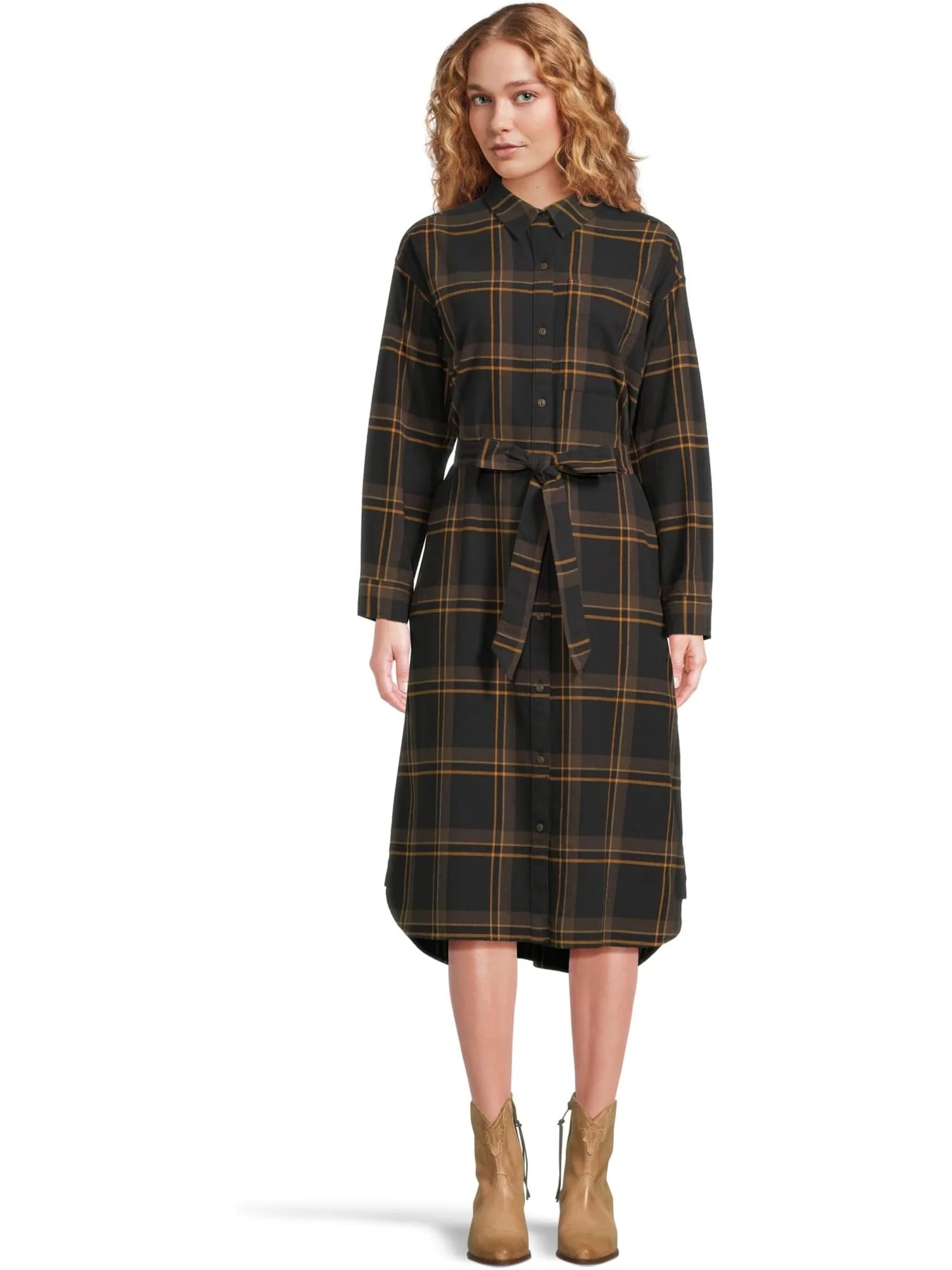 Платье L.L.Bean Signature Camp Flannel Midi Dress — изображение 1 из 4, черный