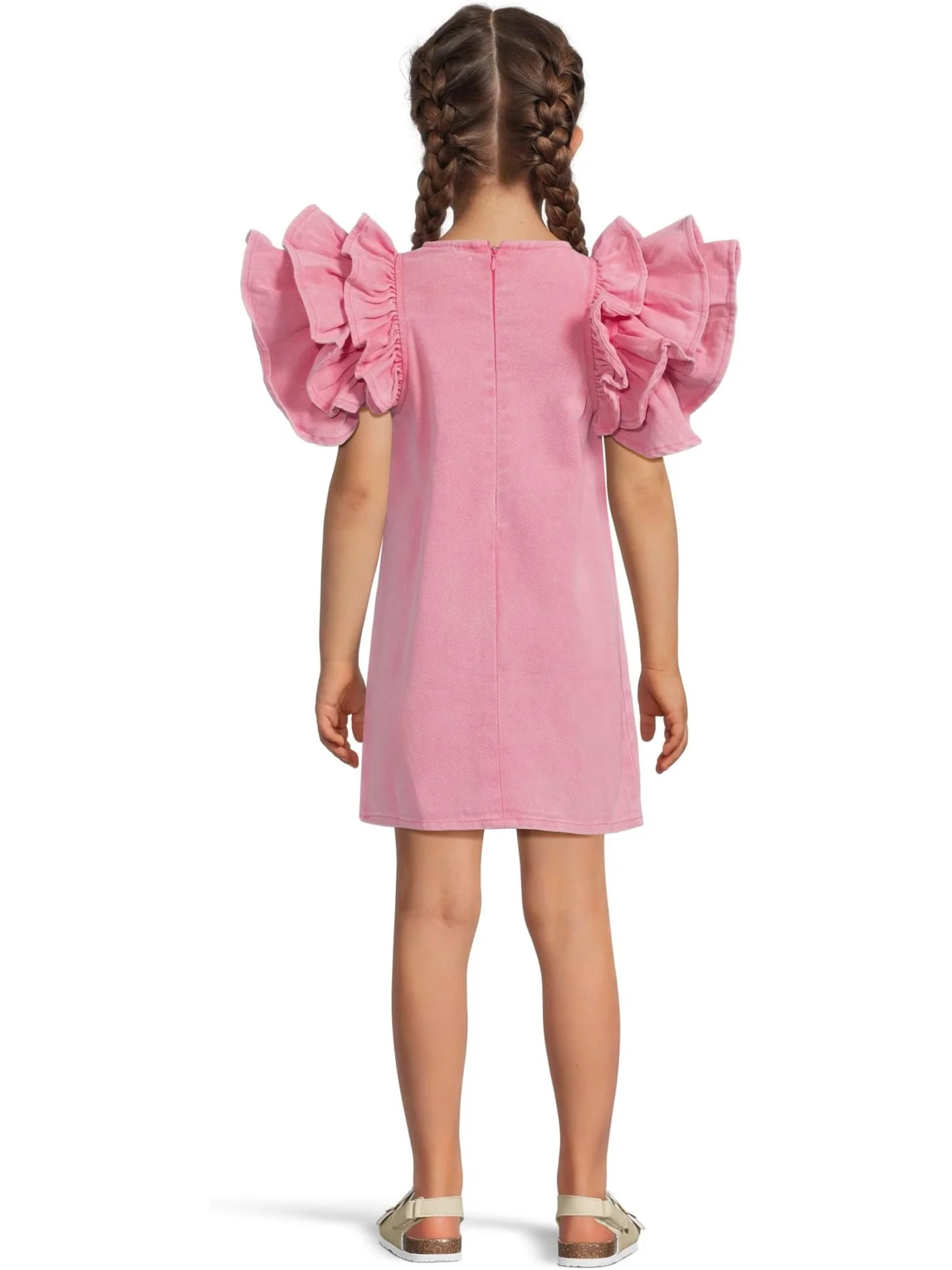 Платье Lola and The Boys Pink Princess Ruffle Denim Dress — изображение 2 из 3, розовый