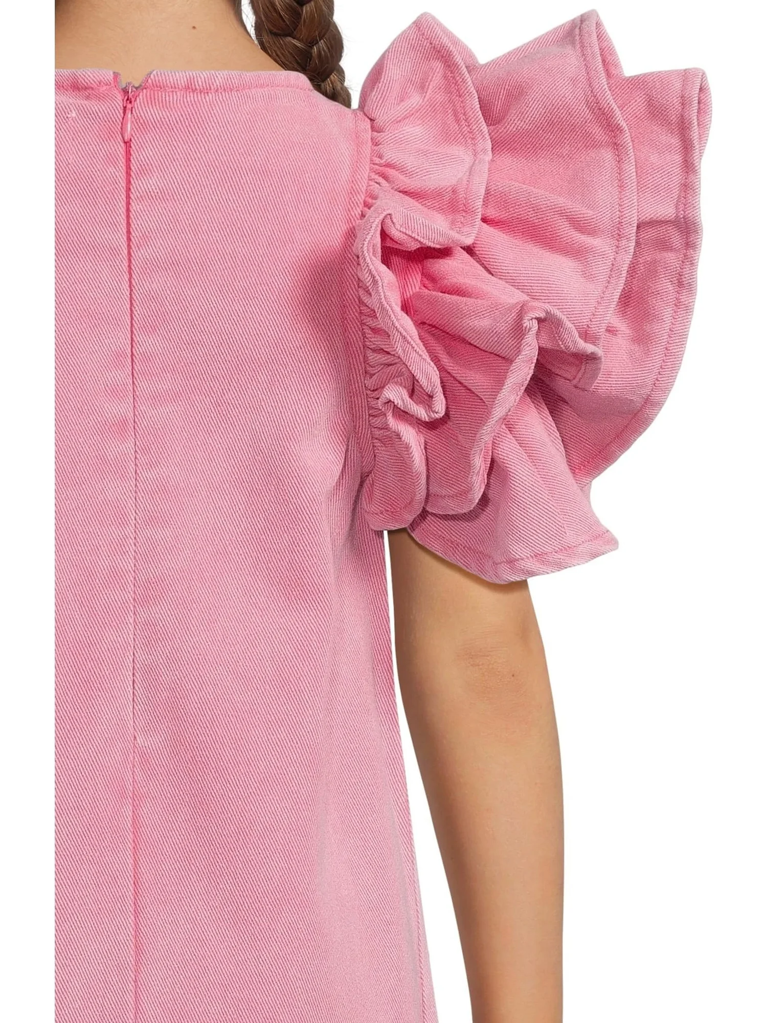 Платье Lola and The Boys Pink Princess Ruffle Denim Dress — изображение 3 из 3, розовый