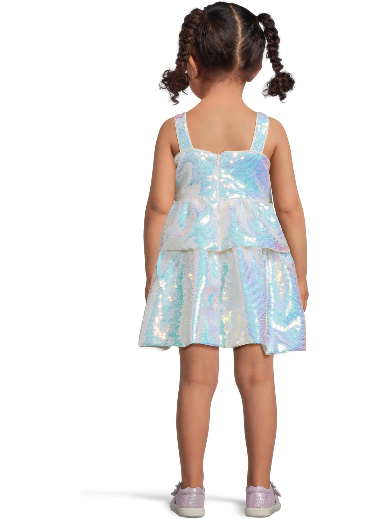 Платье Lola and The Boys Tiered Stars Sequin Dress — изображение 2 из 3, серебряный