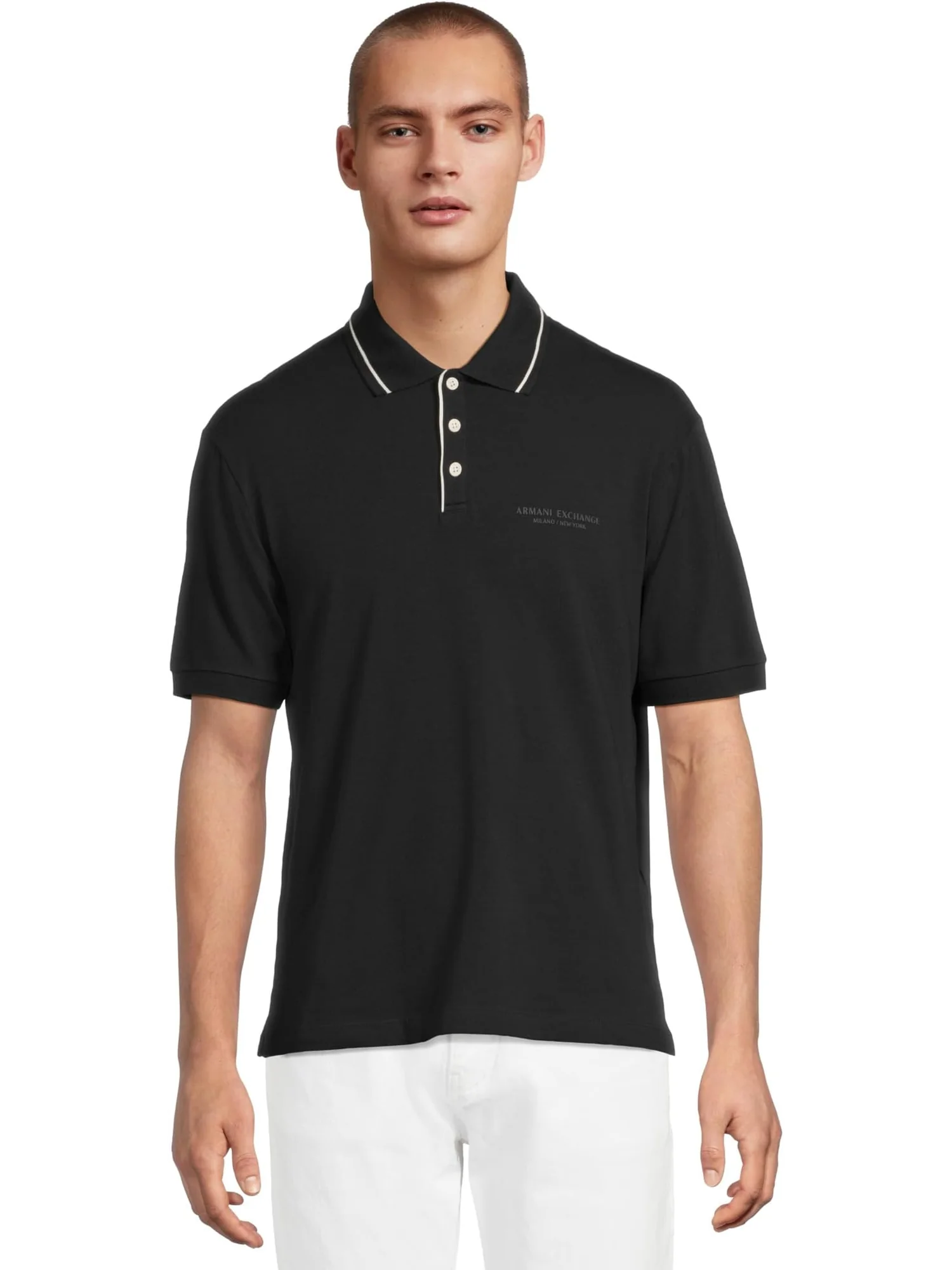Поло Armani Exchange Milano/New York Logo Polo Shirt — синий