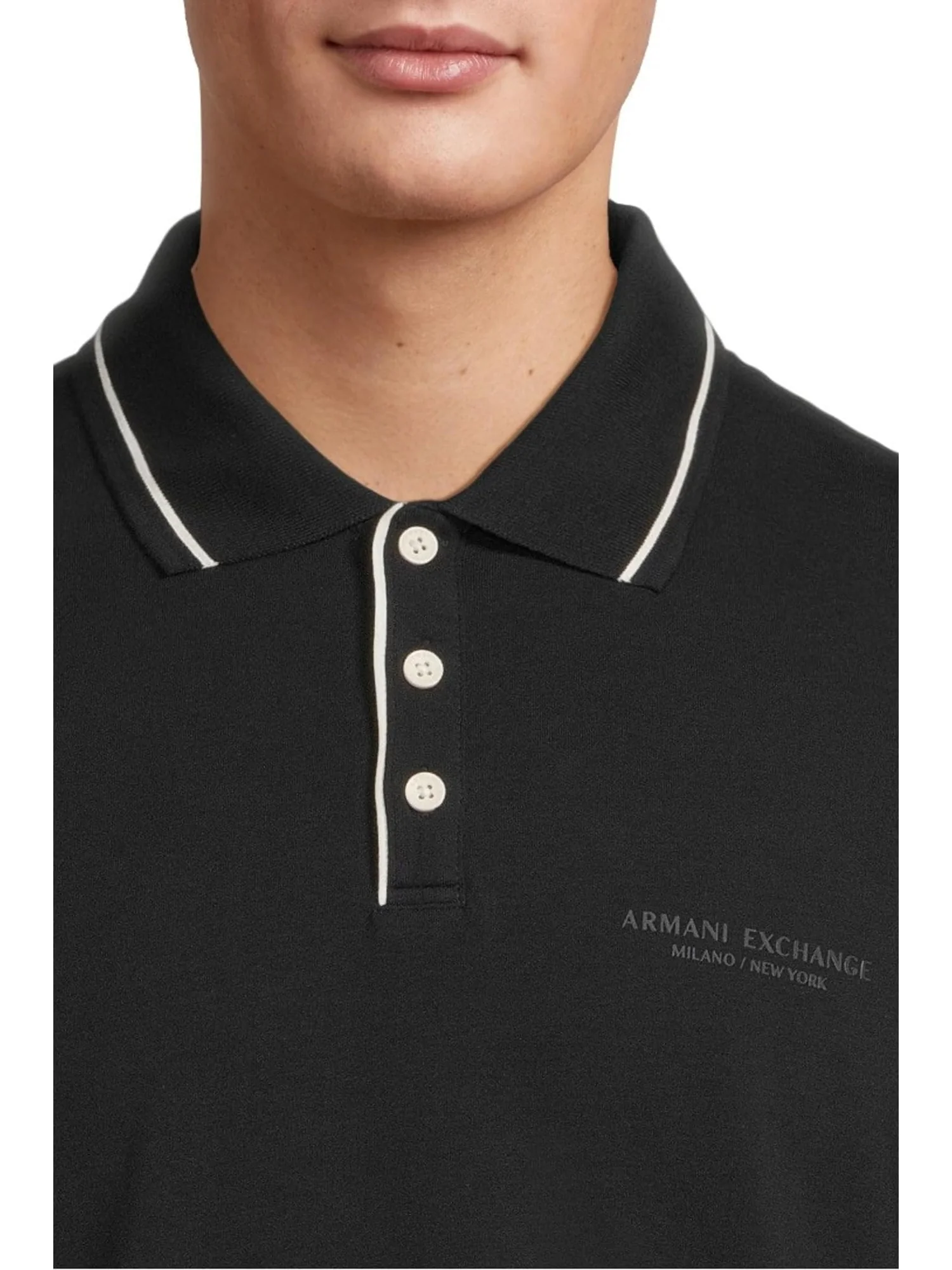 Поло Armani Exchange Milano/New York Logo Polo Shirt — изображение 4 из 5, глубокий темно-синий