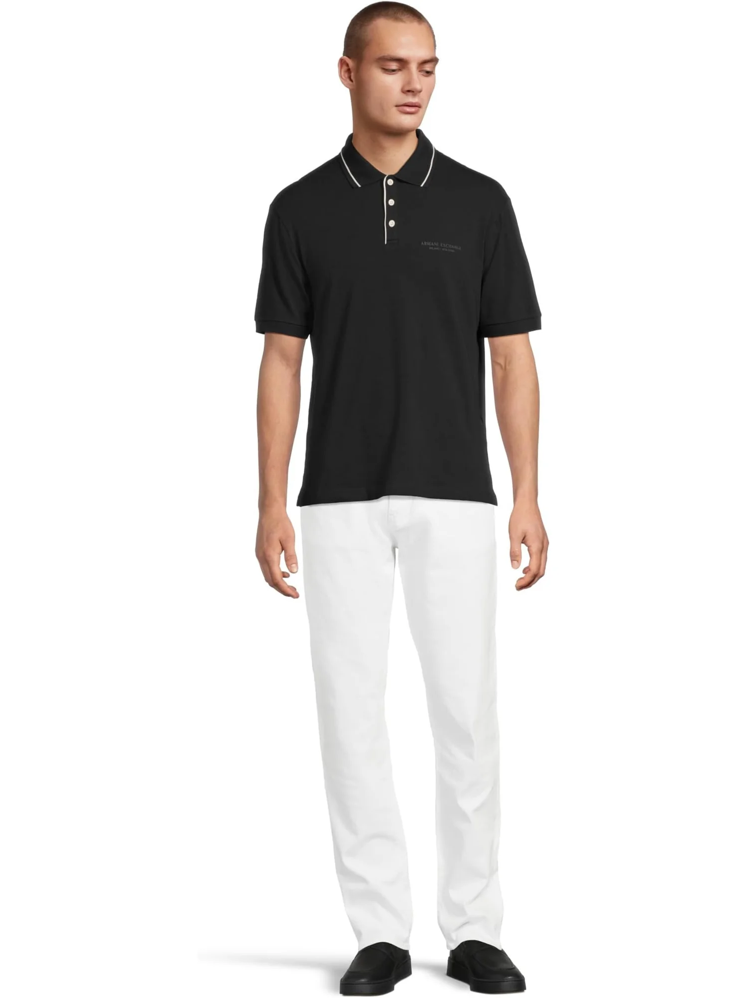 Поло Armani Exchange Milano/New York Logo Polo Shirt — изображение 5 из 5, глубокий темно-синий