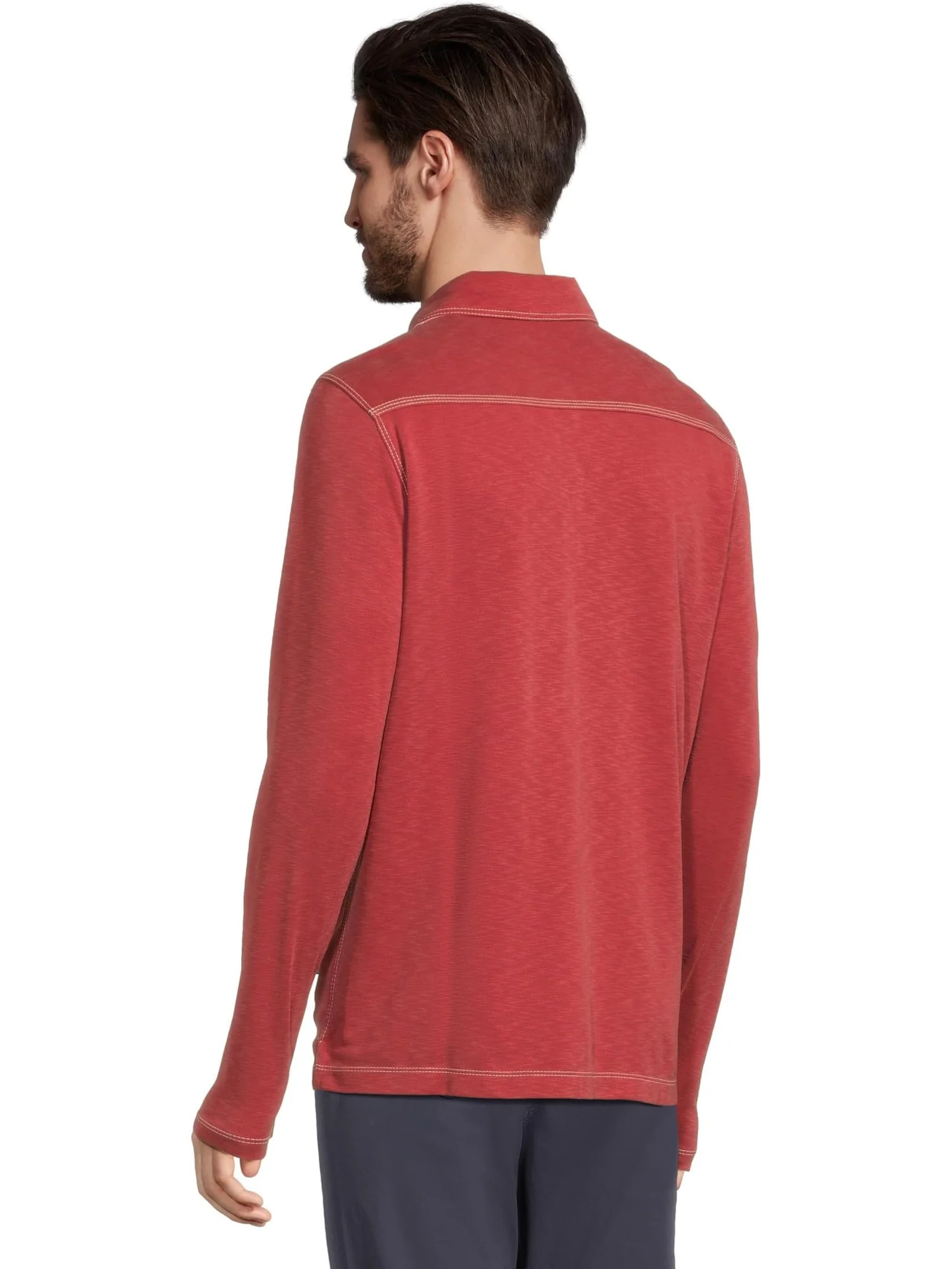 Поло Johnston & Murphy Vintage Slub Long-Sleeve Polo — изображение 3 из 5, красный